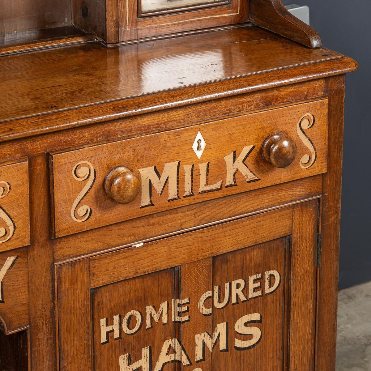 9161.0 Antique 19th Century Victorian Solid Oak & Glass Dresser, Later Painted C.1880 photo