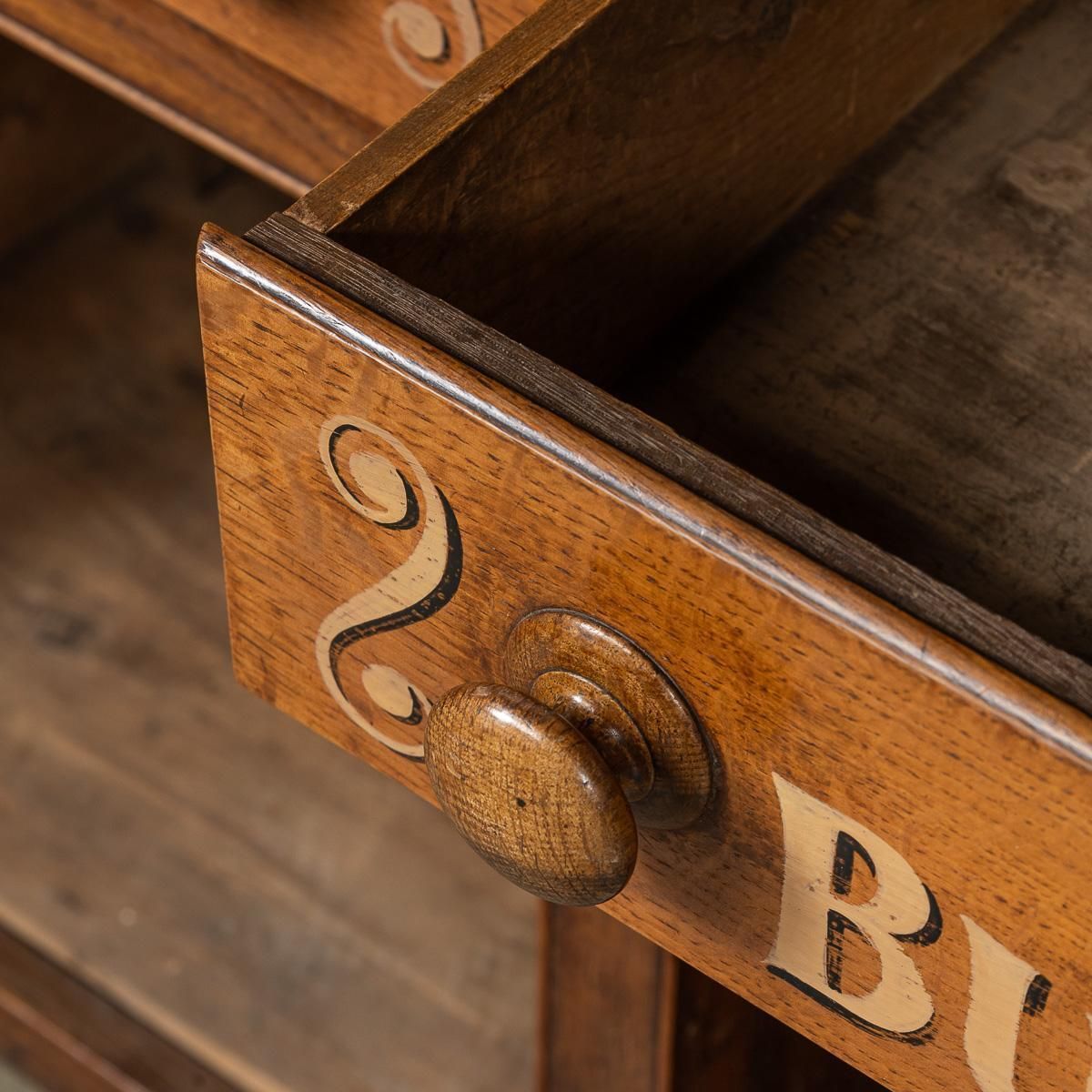 photo vintage Antique 19th Century Victorian Solid Oak & Glass Dresser, Later Painted C.1880