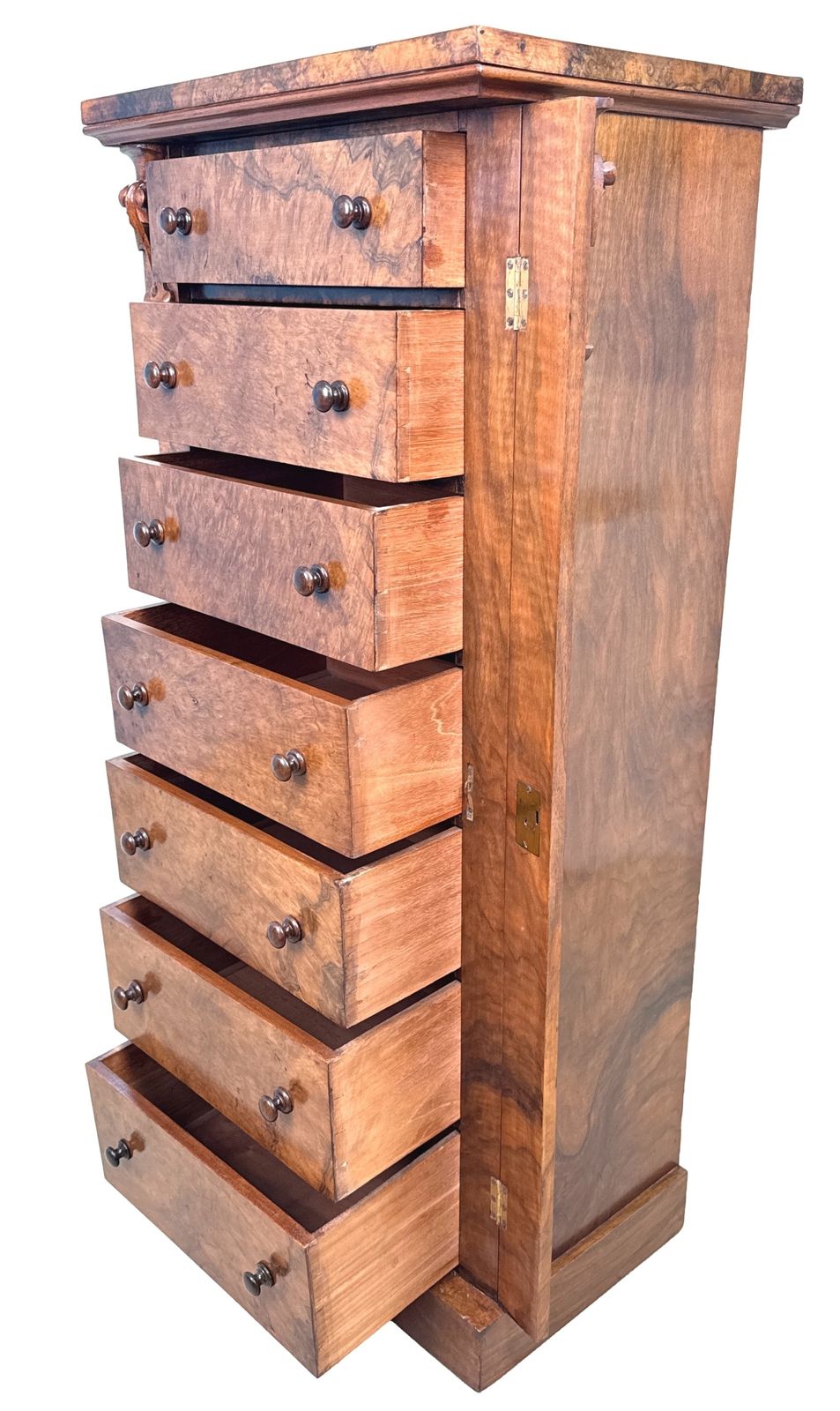 Mid 19th Century Burr Walnut Wellington Chest Of Drawers (England, Circa 1860) photo 4695.0