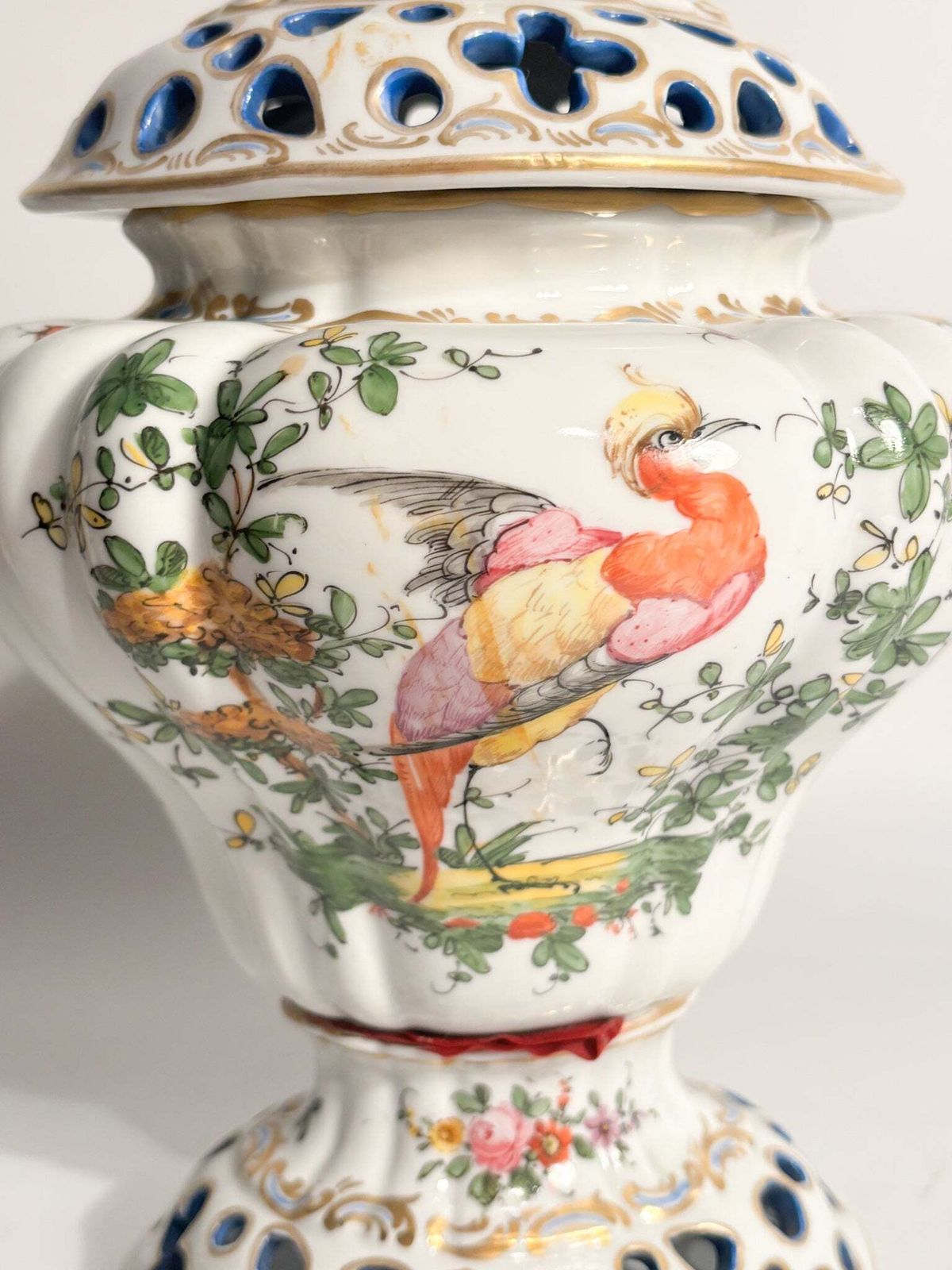 French Porcelain Perfume Burner Vase Hand Painted 1920s photo for sale