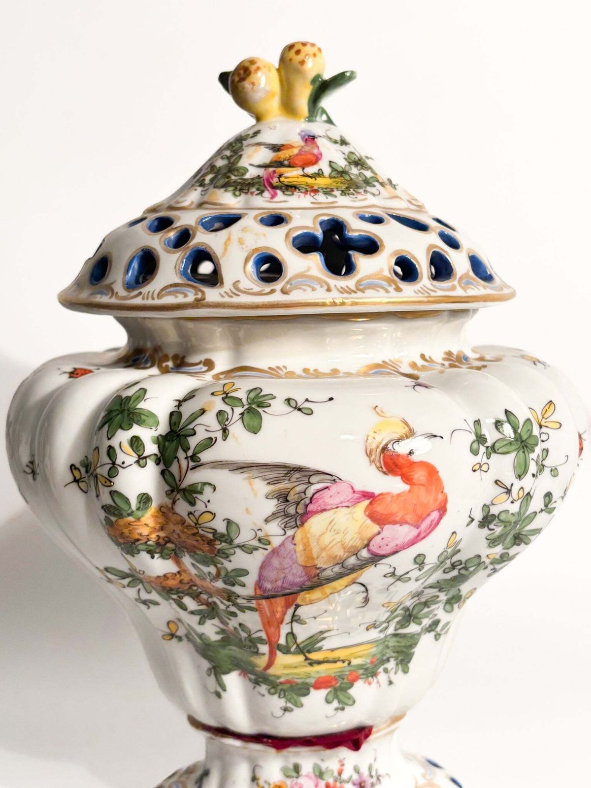 French Porcelain Perfume Burner Vase Hand Painted 1920s photo Home Decor