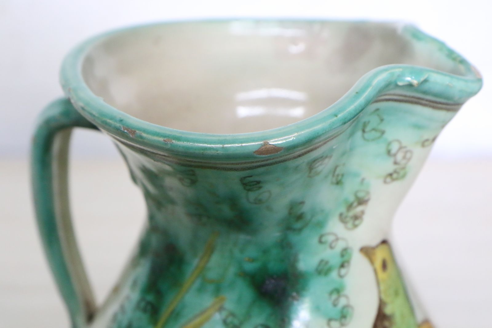 photo buy Antique Spanish San Jose Pottery Jug Ewer Hand Painted And Beautiful