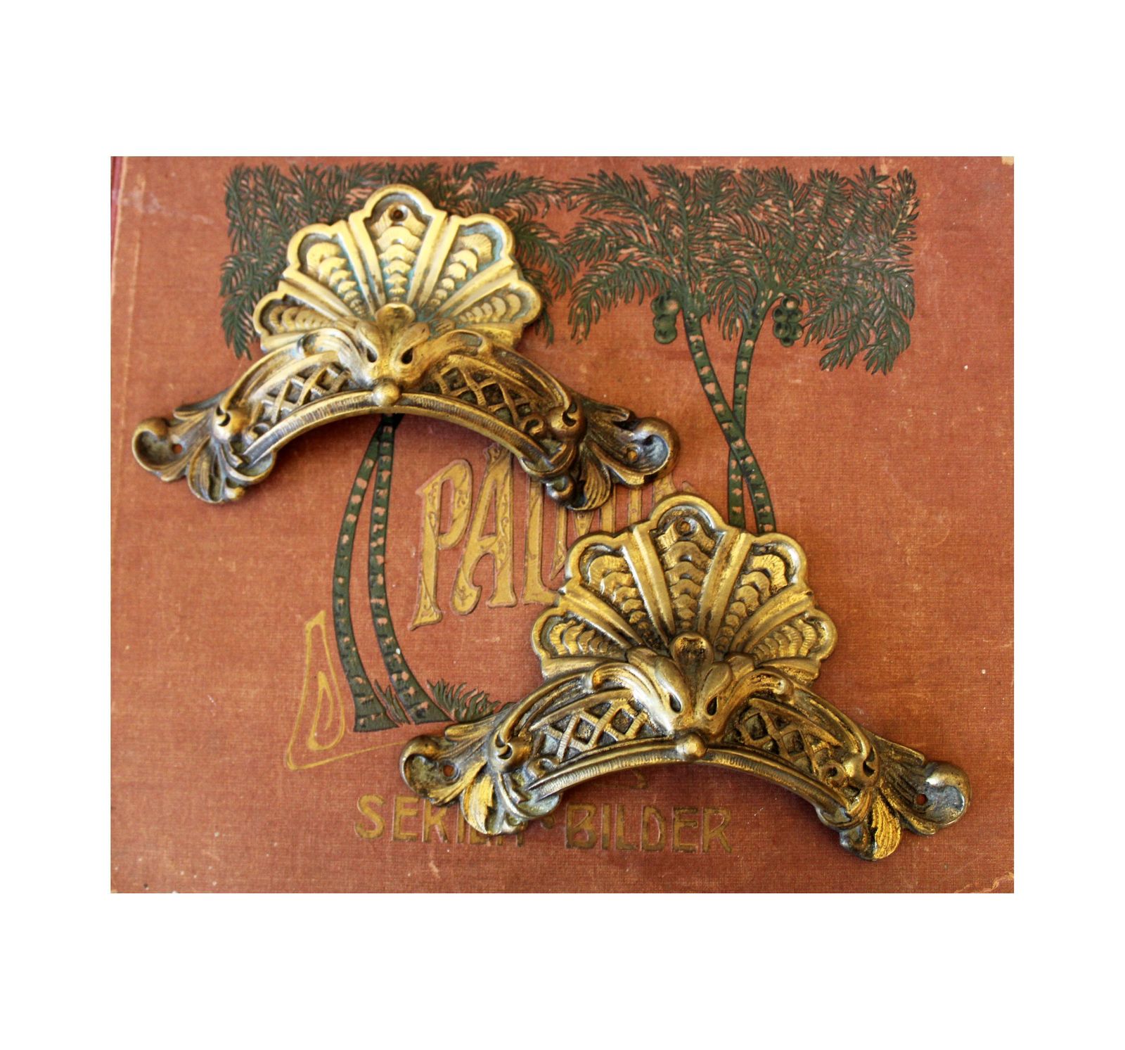 Set Van Twee Antieke Rococo Regency Gegoten Bronzen Handgrepen, Pianohandgrepen, Draaghandgrepen, Meubelhandgrepen, Restauratiemateriaal, Architecturaal