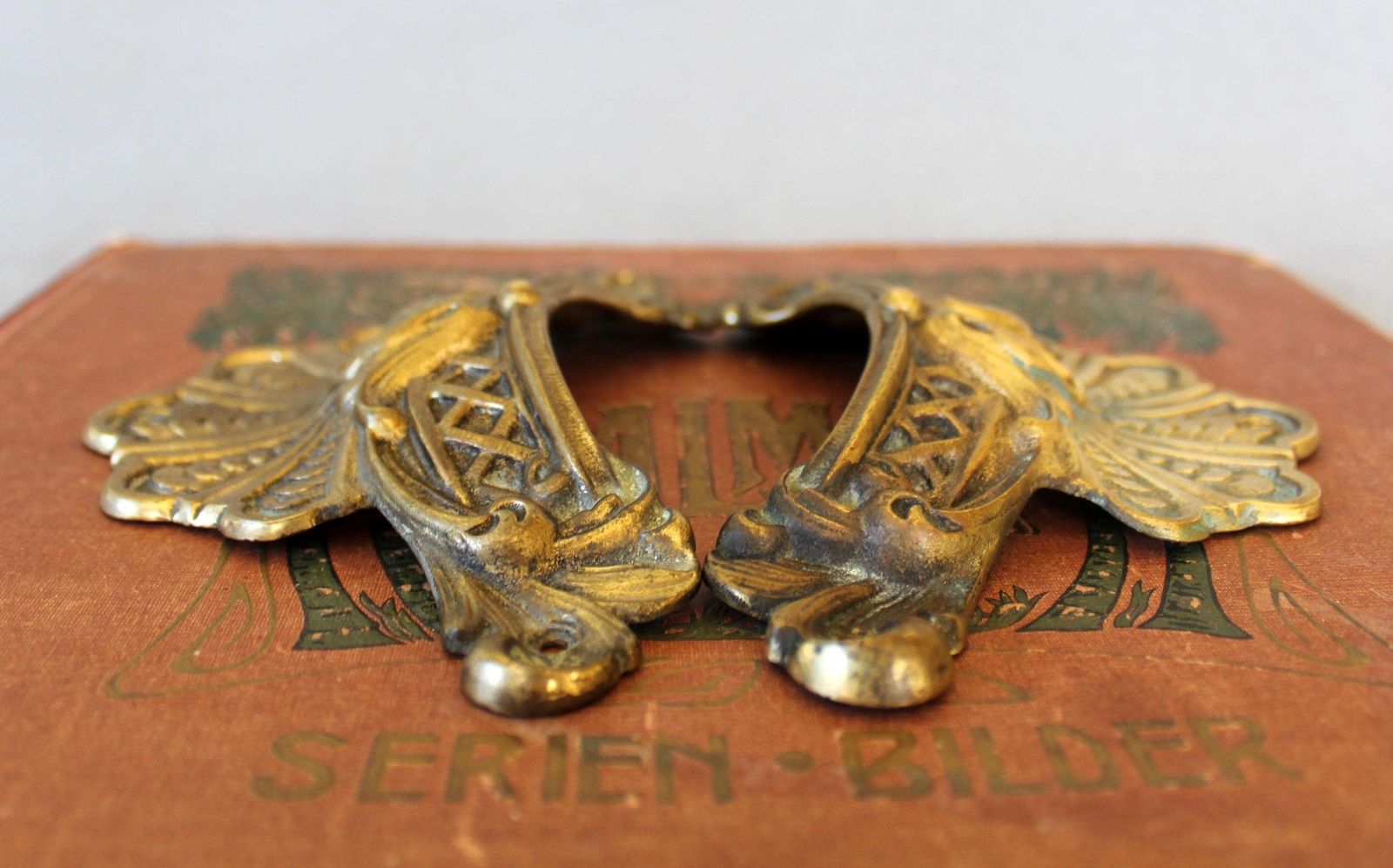 Set Of Two Antique Rococo Regency Cast Bronze Handle, Piano Handle, Carrying Handle, Furniture Handle, Hardware Restoration, Architectural photo buy