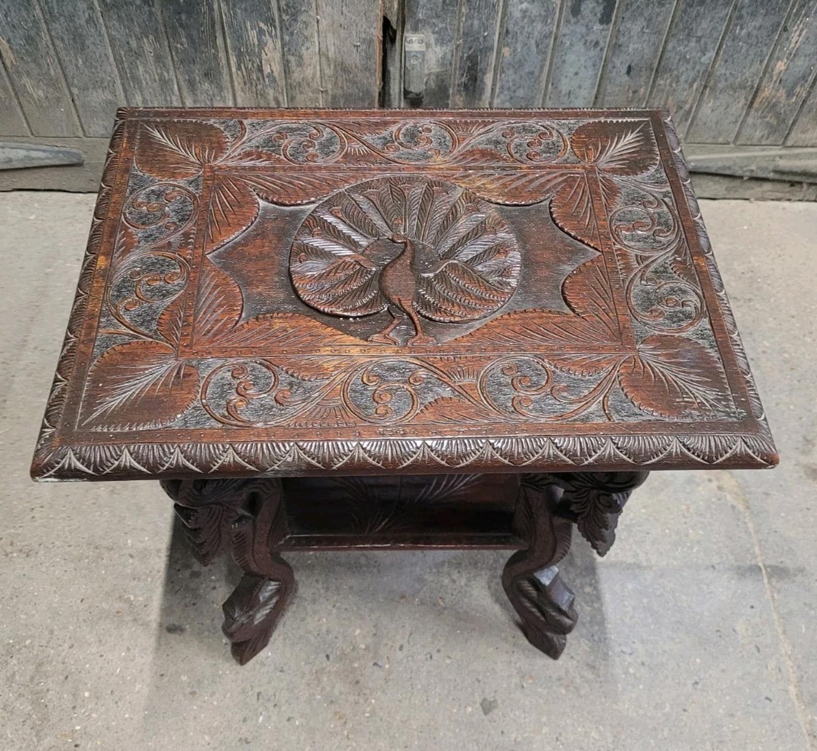Antique Anglo Indian Carved Hardwood Side Table Hall Table Occasional Table photo furniture