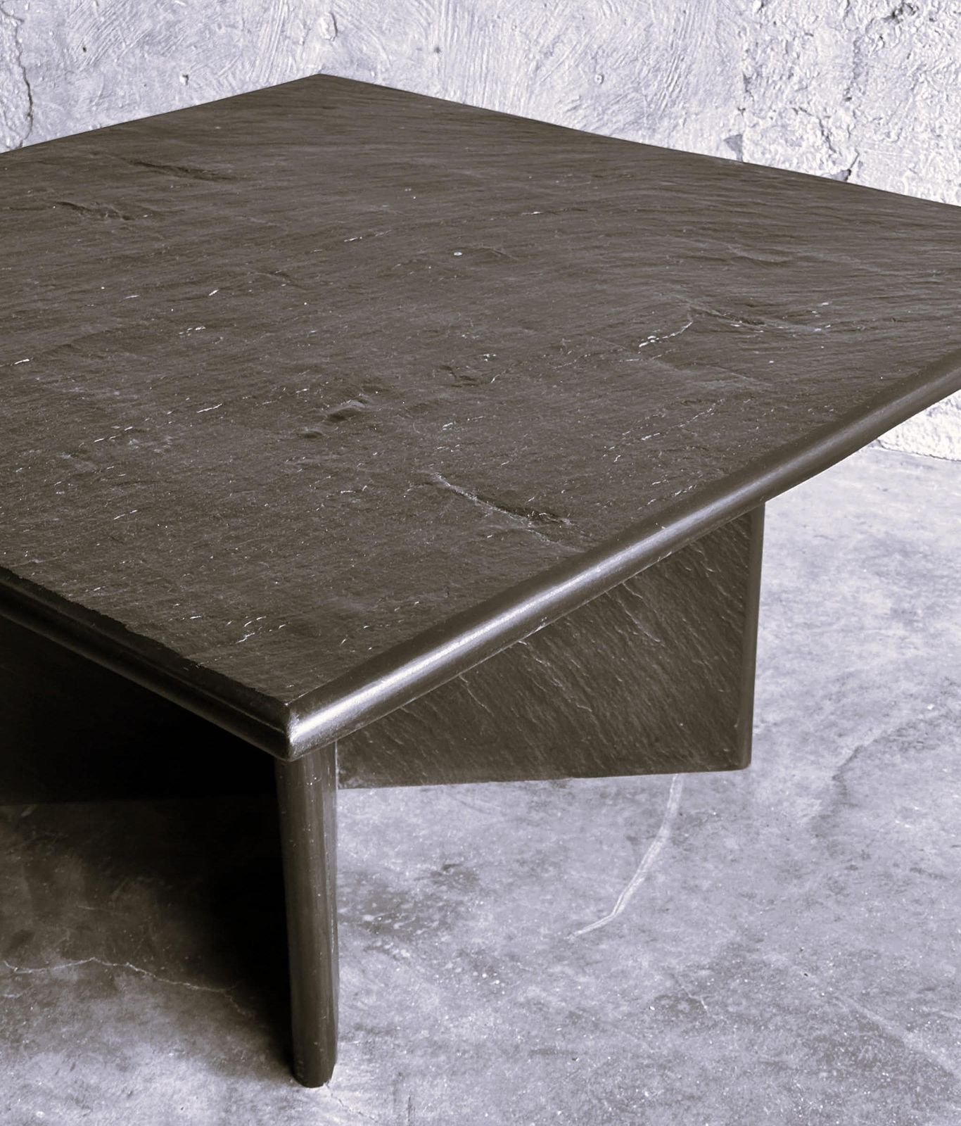 Massive Solid Square Slate Coffee Table, 1970s. France photo for sale