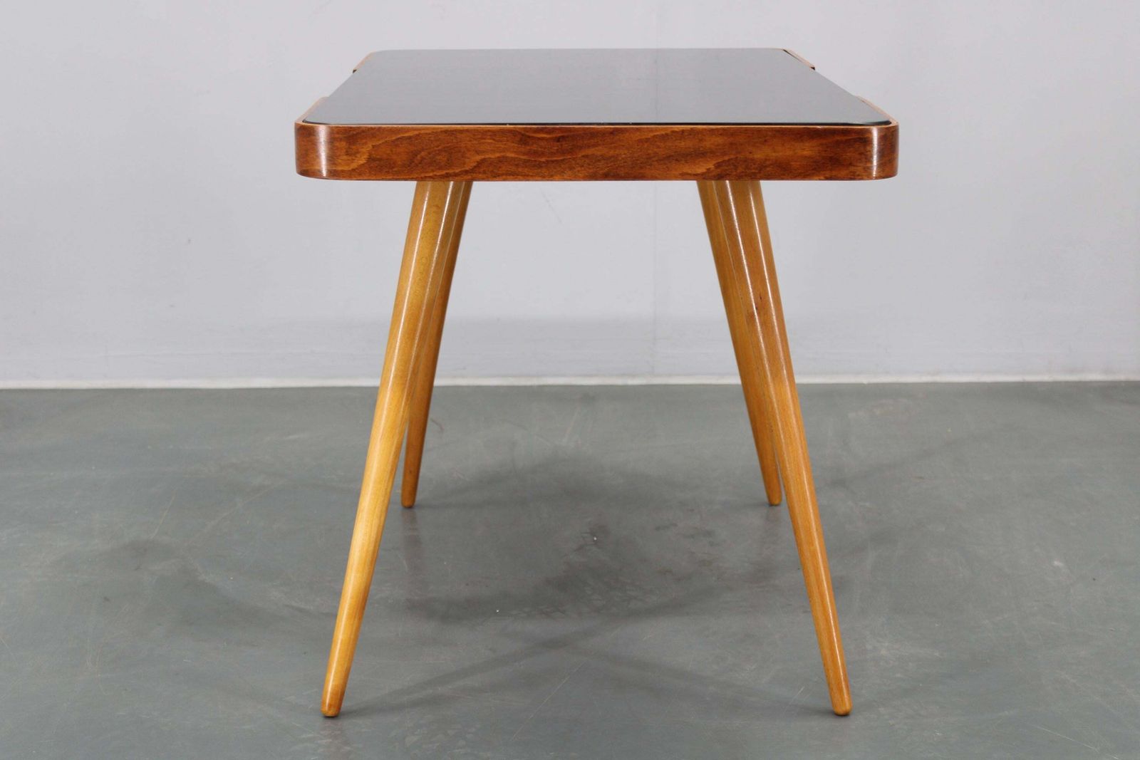 389.0 1960s Beech Coffee Table With Opaxy Glass Top, Czechoslovakia photo