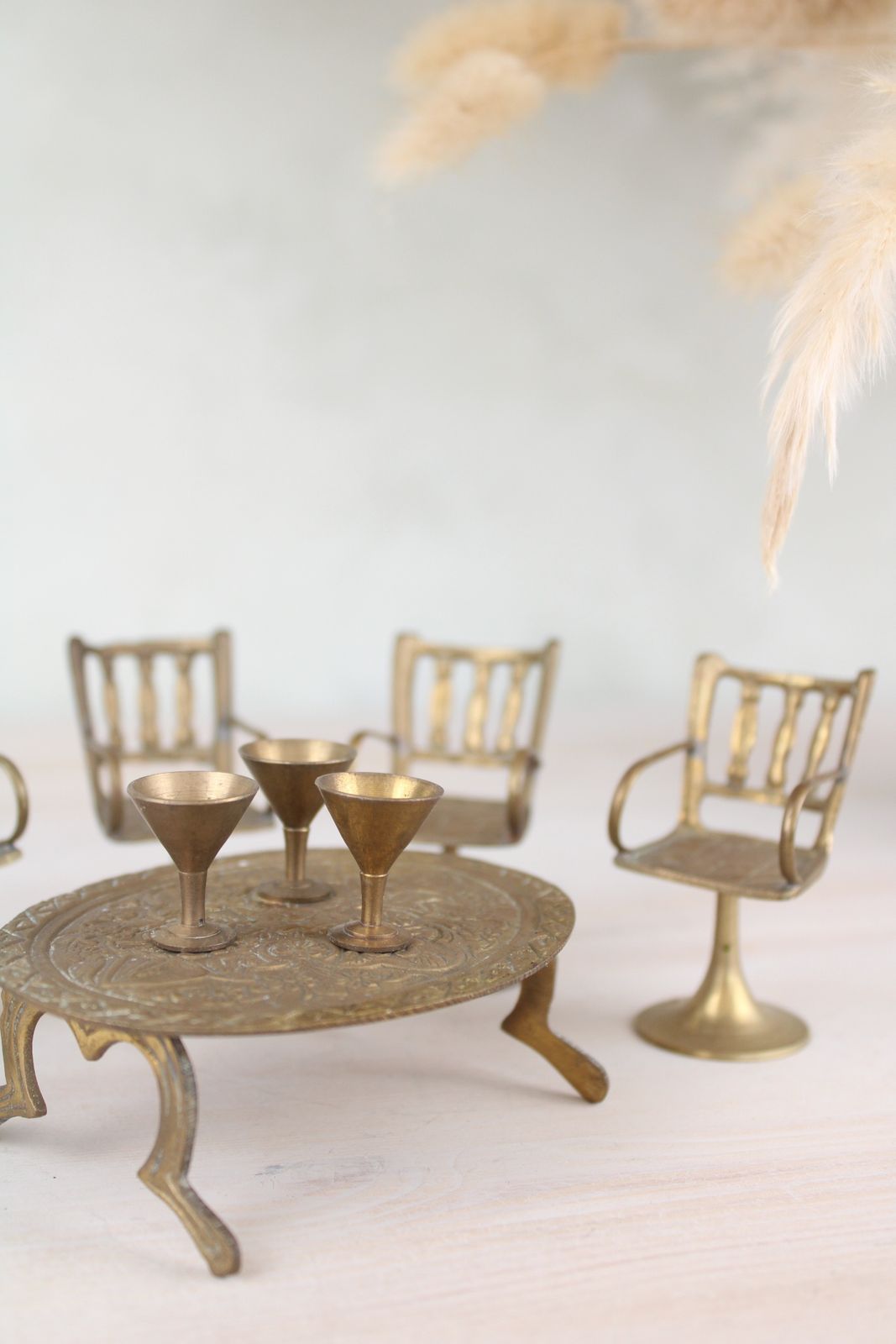 Set Of Miniature Brass Chairs And A Table photo 60.0