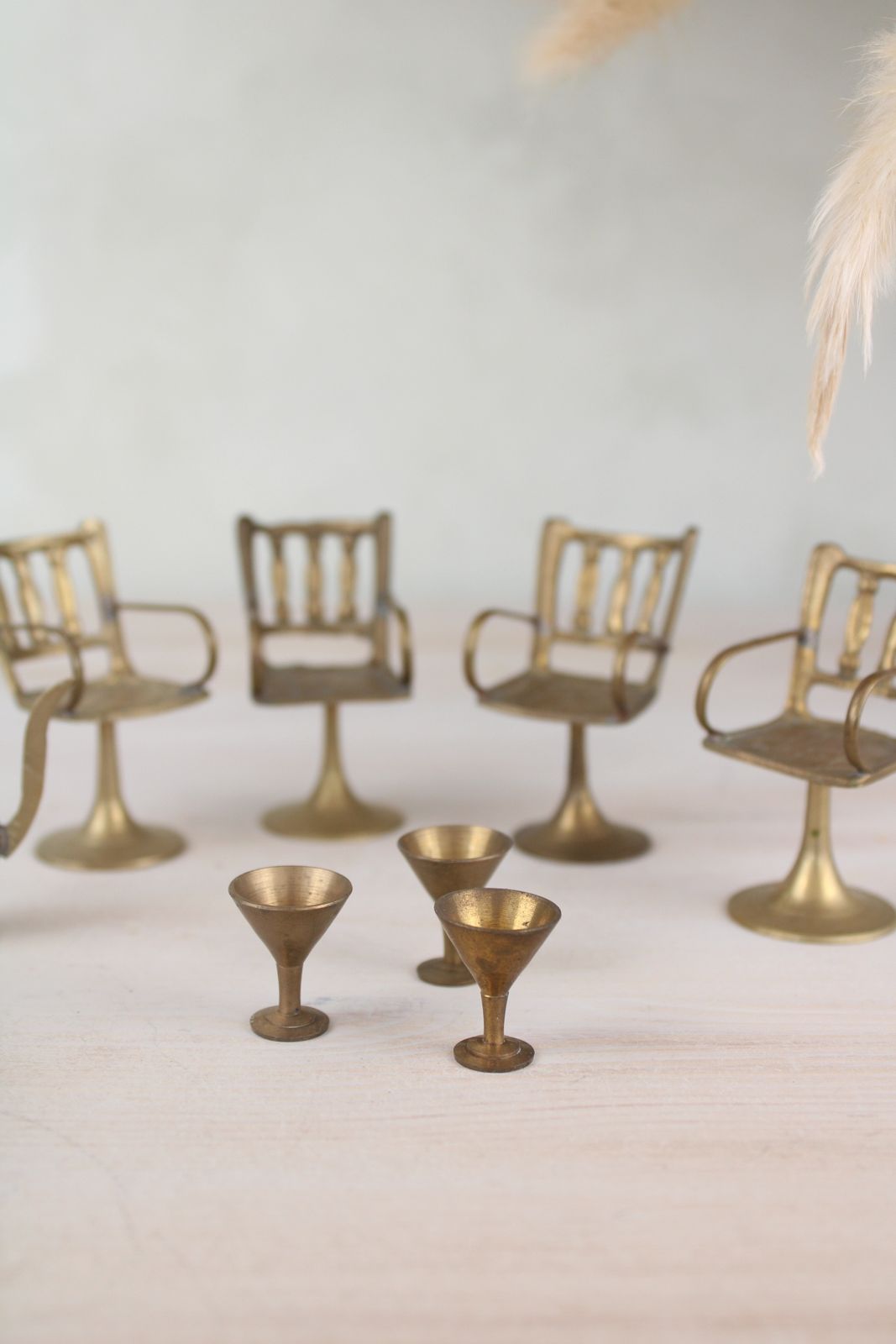 photo for sale Set Of Miniature Brass Chairs And A Table
