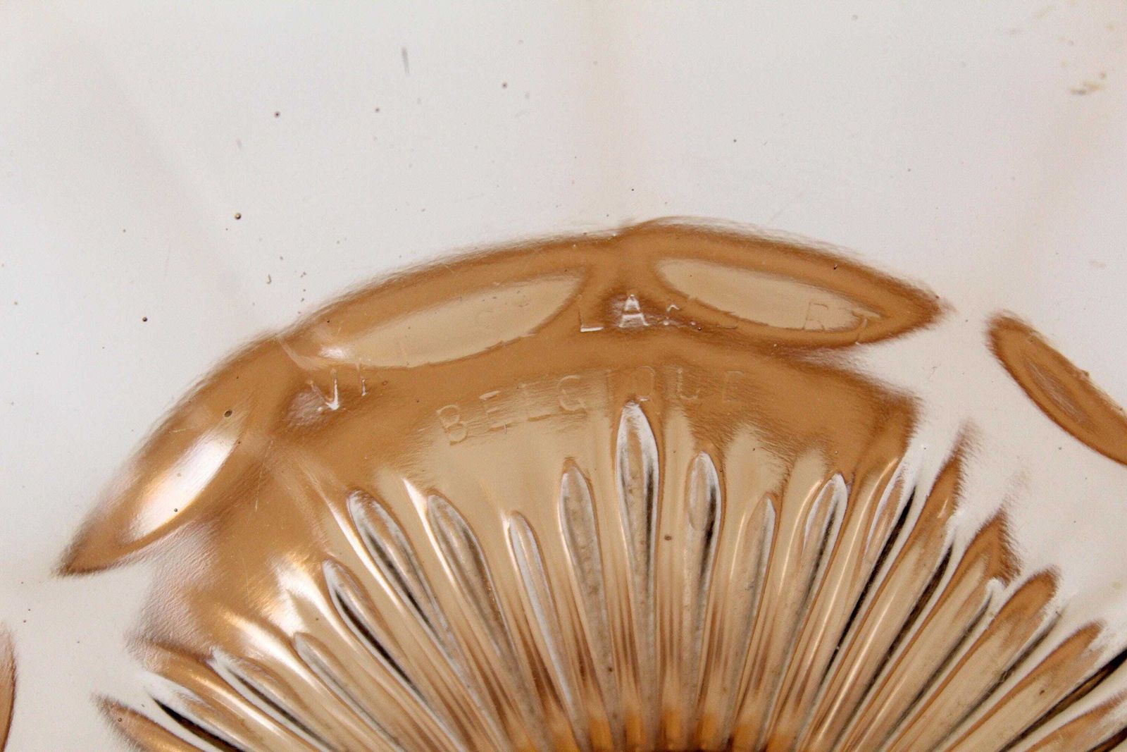 Art Deco Val Saint Lambert (Vsl) Peach Glass Compotier, Pedestal Bowl, Charles Graffart Belgium, Signed, Model Luxval 1935 Cotes Plates photo buy