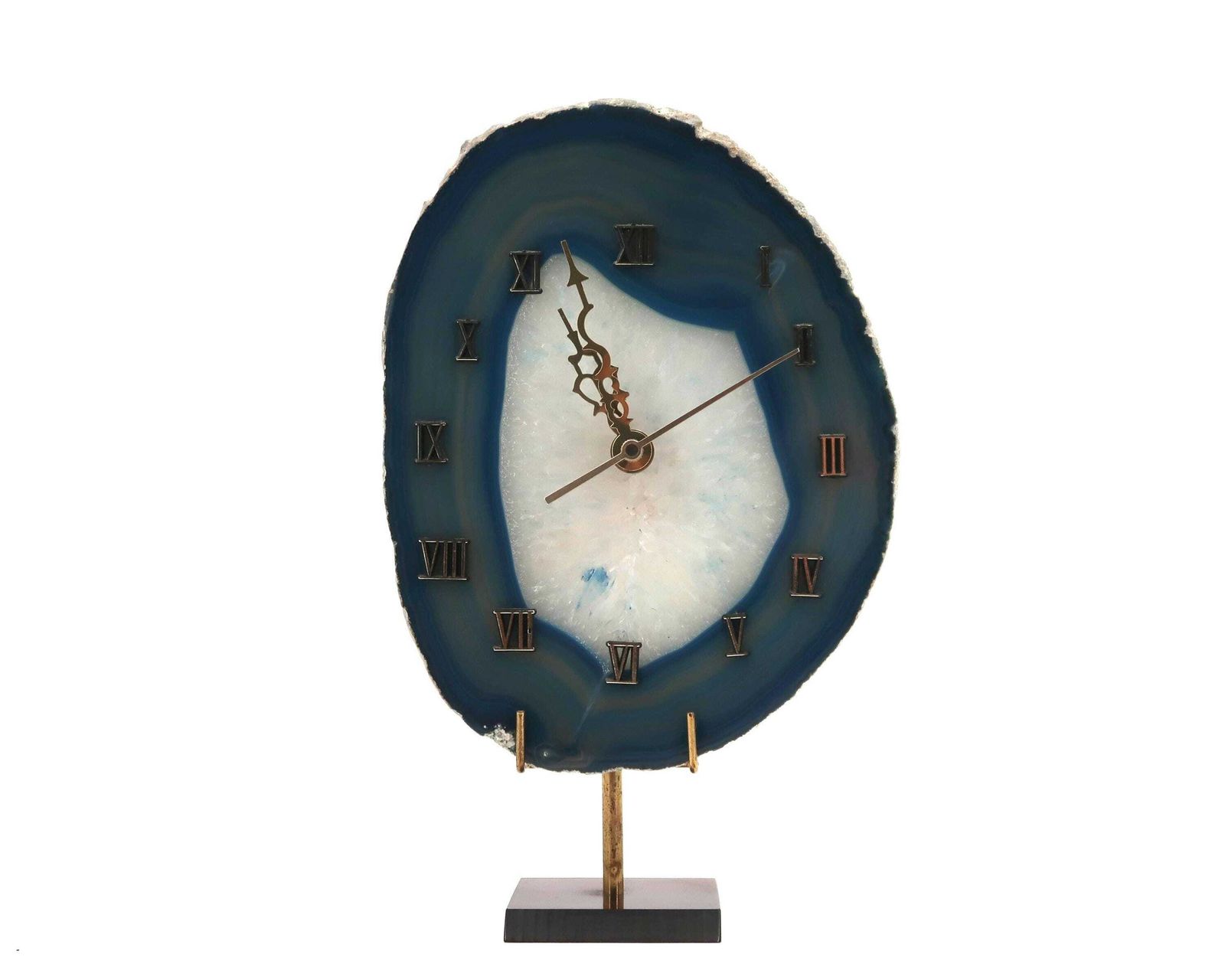 Desk Or Wall Blue Agate Slice Clock, 1970s / Cabinet Of Curiosities, Boho Chic, Bohemian, Folk, Mineral, Stone photo furniture