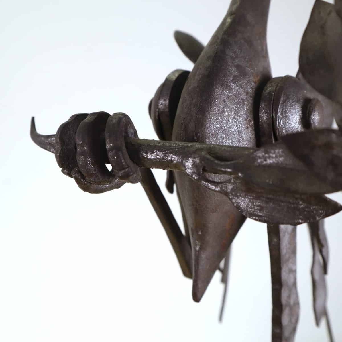 photo furniture Iron Sculpture With Black Marble Base, Attributed To Carlo Rizzarda
