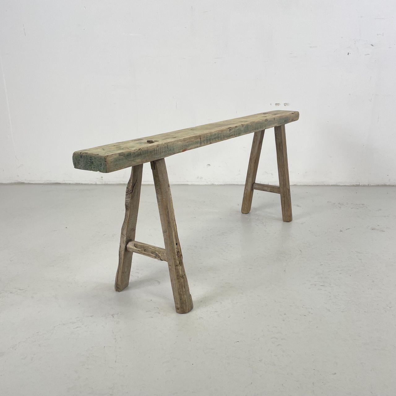 Rustic Wooden Pig Bench photo vintage