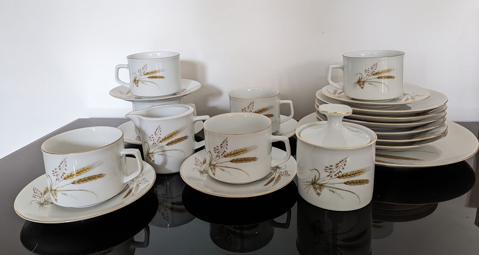 Marktleuthen Bavaria Winterling Pattern Ceramic Coffee Or Tea Set For 6 1950s 1960s Made In West Germany Mid Century photo furniture