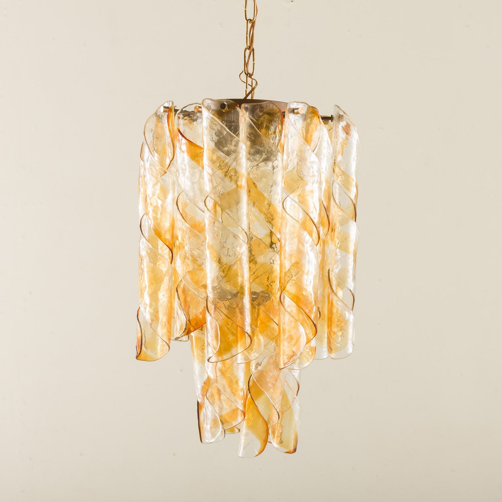 Mid Century Murano ‘Torciglione’ Glass Chandelier By Mazzega, Italy 1970s photo for sale
