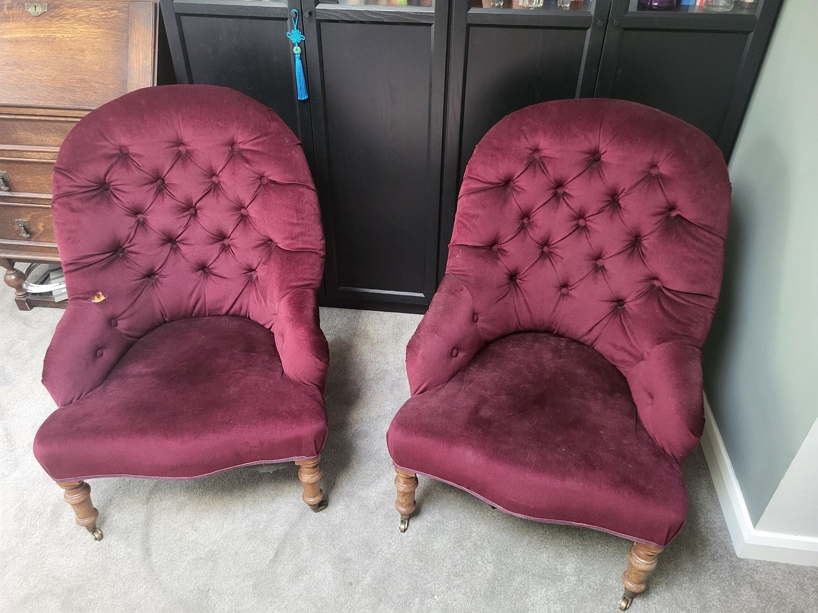 Victorian Spoon Back Fireside Nursing Chairs