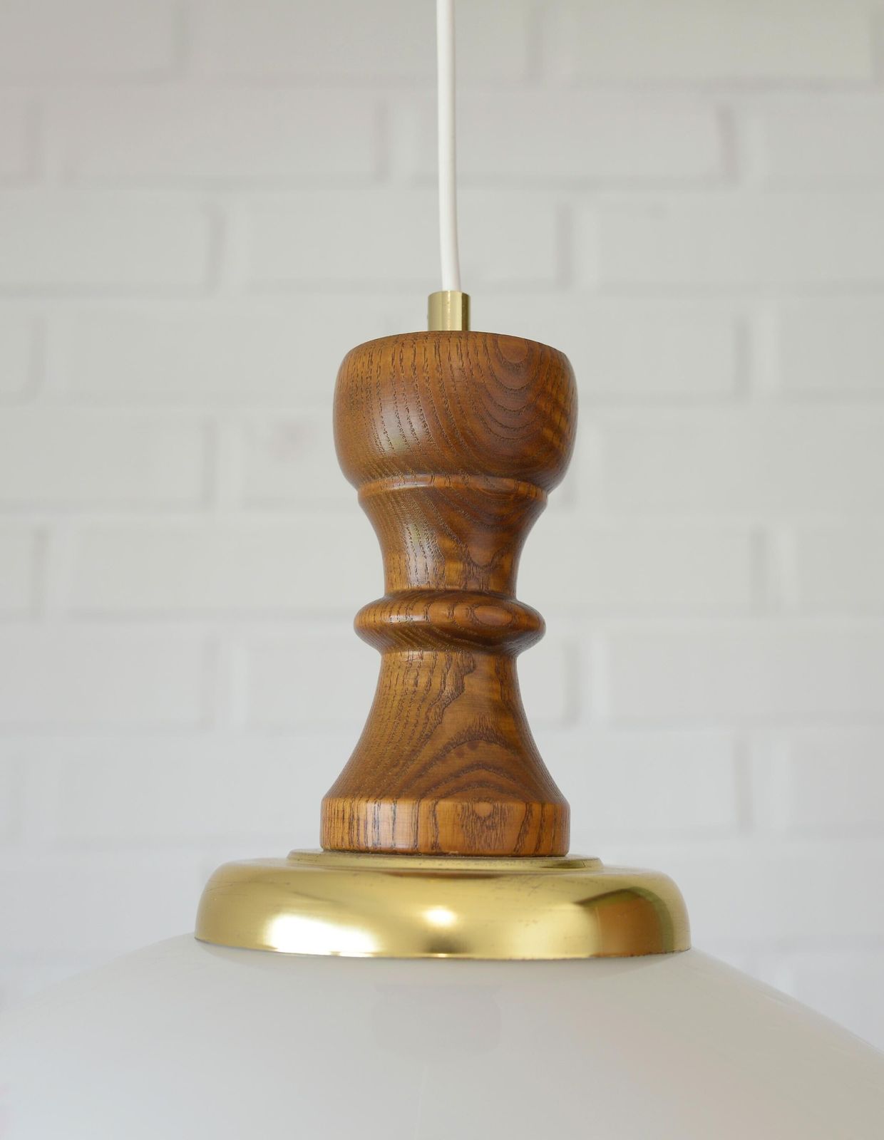 Vintage Pendant Light With Unique Glass Shade / Rustic Chandelier Made In Yugoslavia In The 1970's / Farmhous Dining Room Hanging Lamp photo vintage