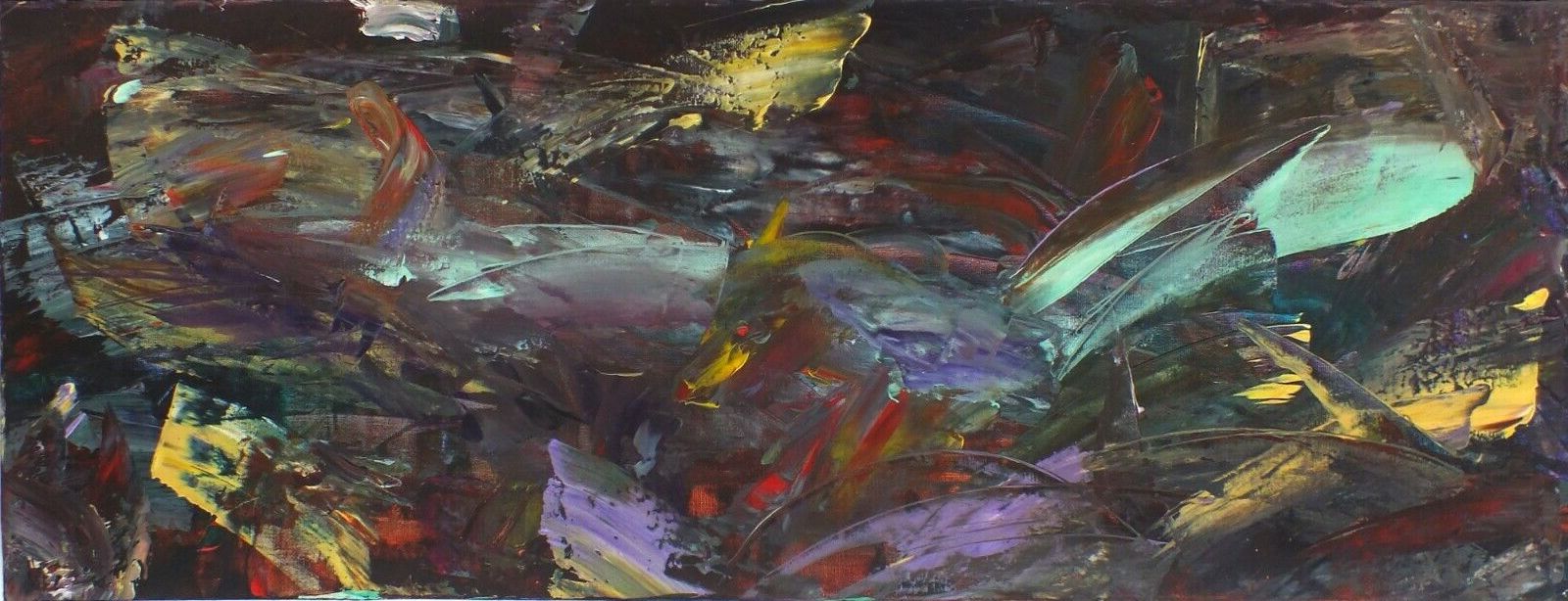 Original Painting Forbes Lucas, Hidden Dragon Dark Shadows Abstract photo furniture