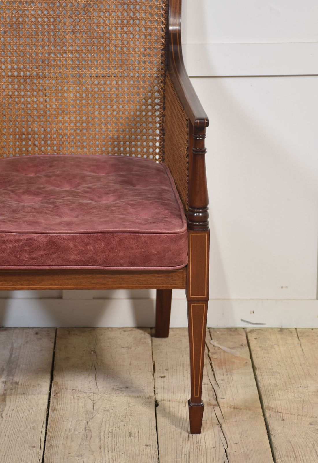 Mahogany Inlaid Bergere Armchair photo vintage