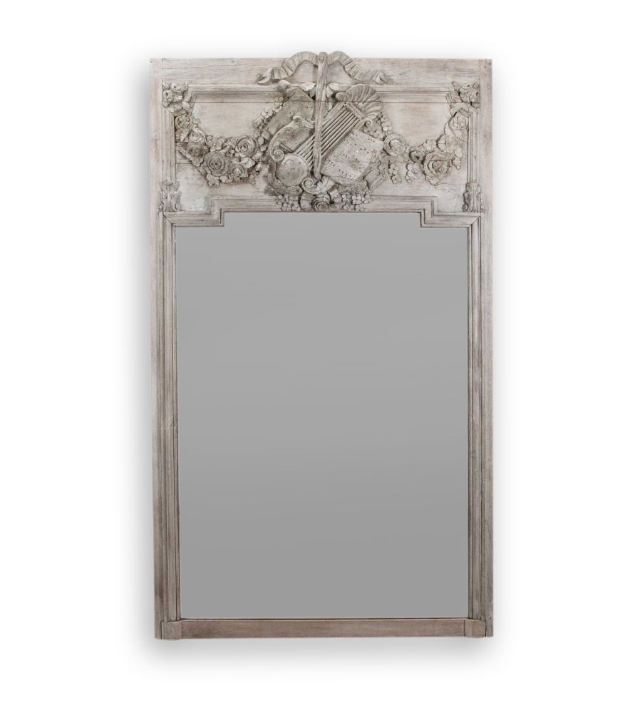 18th Century French Oak Panelled Trumeau Mirror