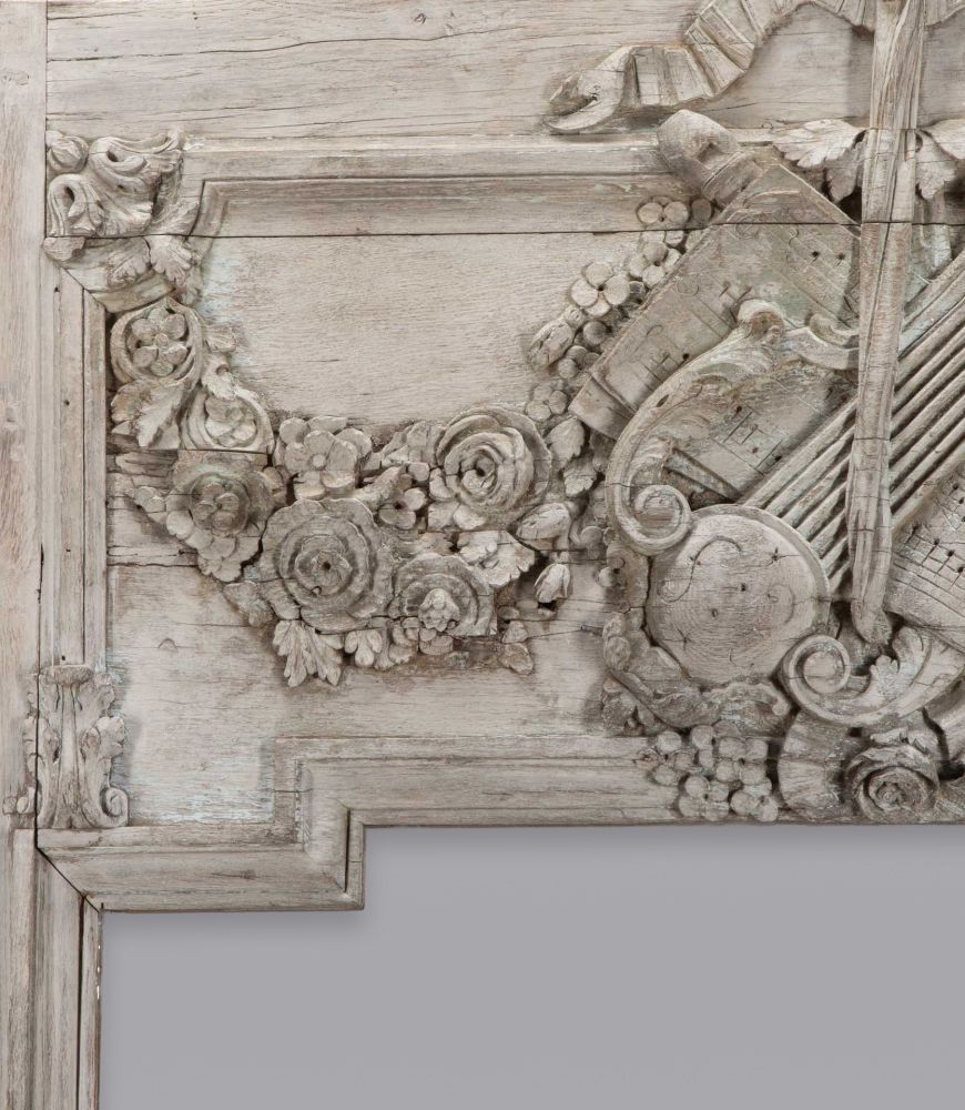 18th Century French Oak Panelled Trumeau Mirror photo furniture