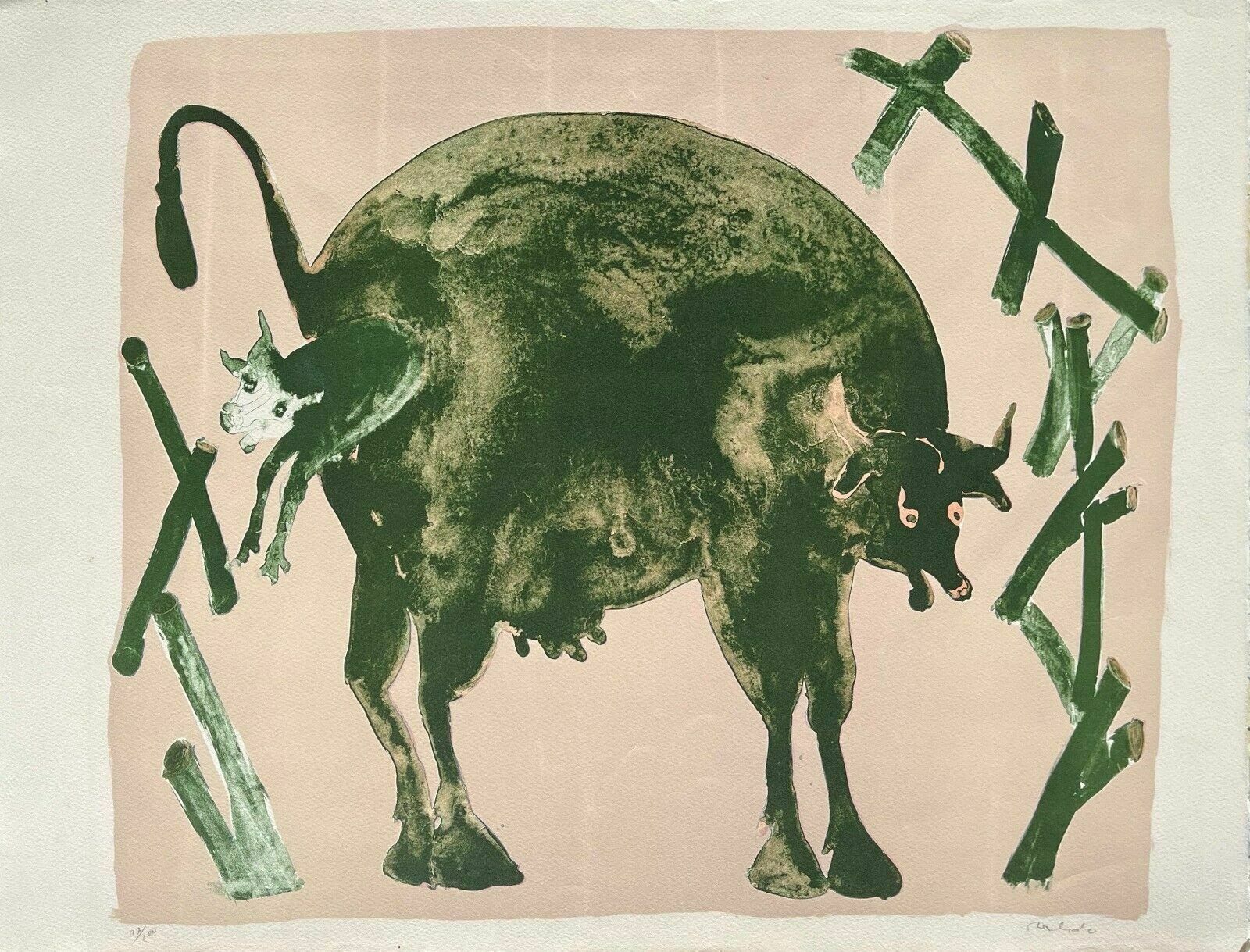 Francisco Toledo Lithograph Signed Litografia Firmada Toro Vaca Mexican Print