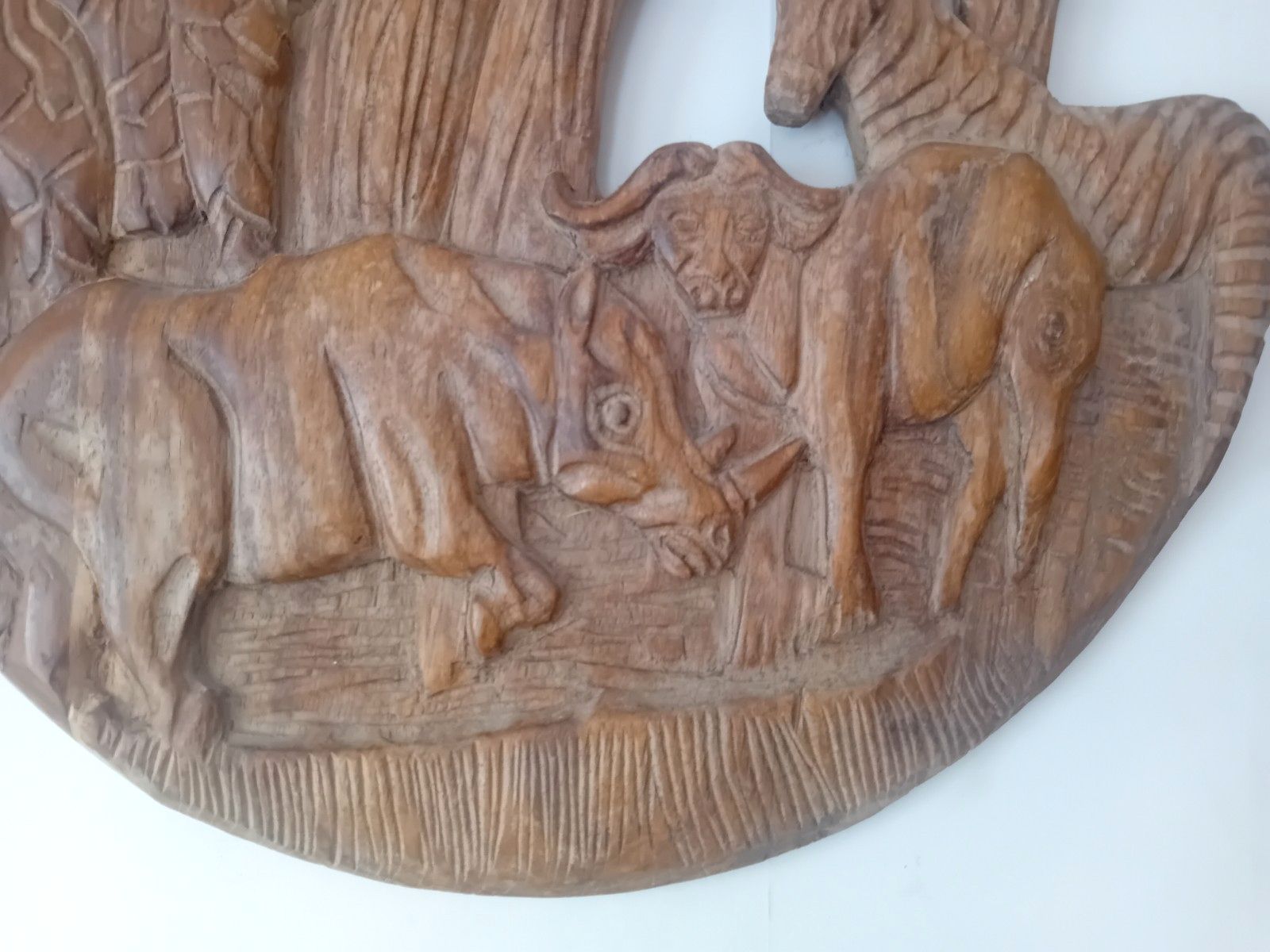 photo for sale Original Mid Century Hand Carved African Circular Wall Art
