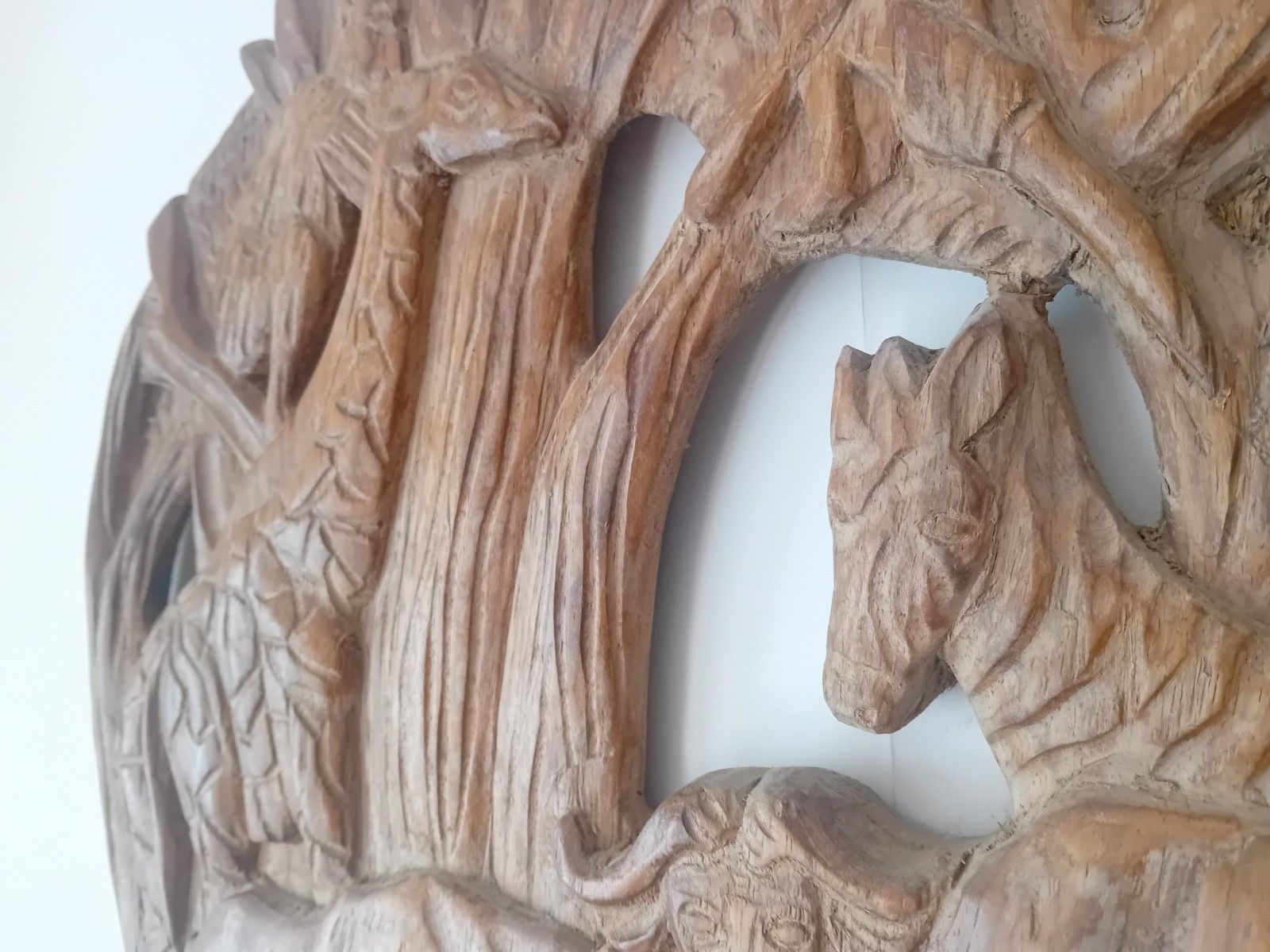 120.0 Original Mid Century Hand Carved African Circular Wall Art photo