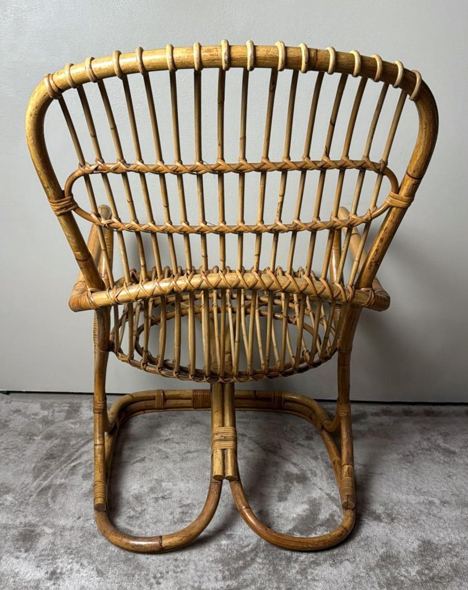 photo furniture Rustic Style Large Italian Bamboo And Wicker Cane Armchair