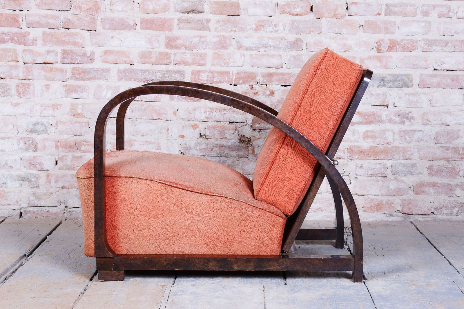 Restored Art Deco Reclining Armchair, By J. Halabala, Up Závody, Czech. 1920s photo furniture