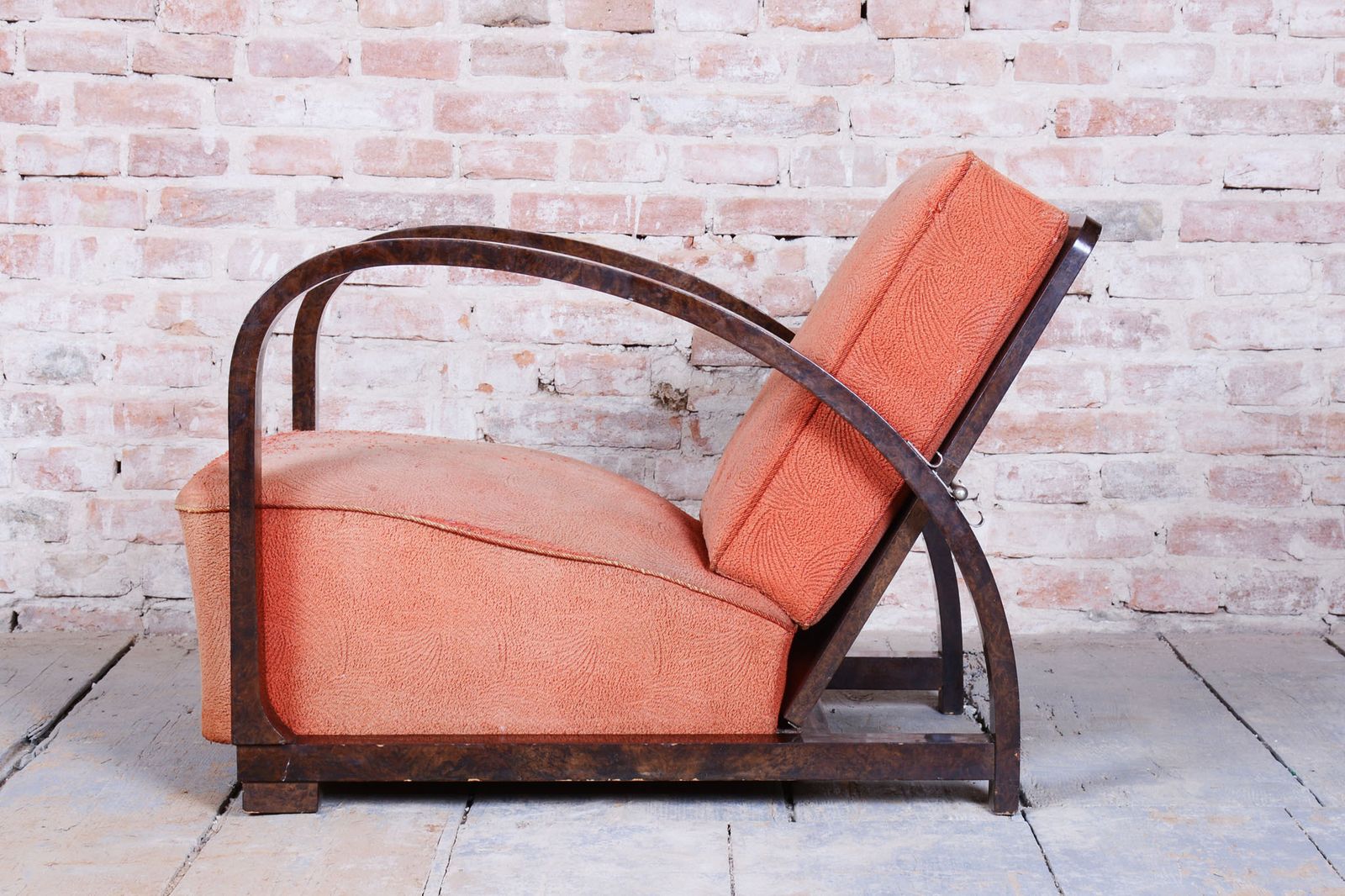 Restored Art Deco Reclining Armchair, By J. Halabala, Up Závody, Czech. 1920s photo vinterior
