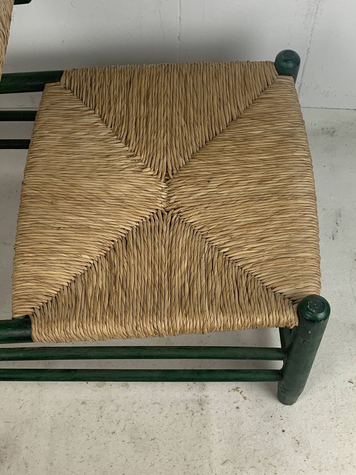 French Straw Rush Low Lounge Chair In The Style Of Charles Dudouyt, 1950s photo vintage