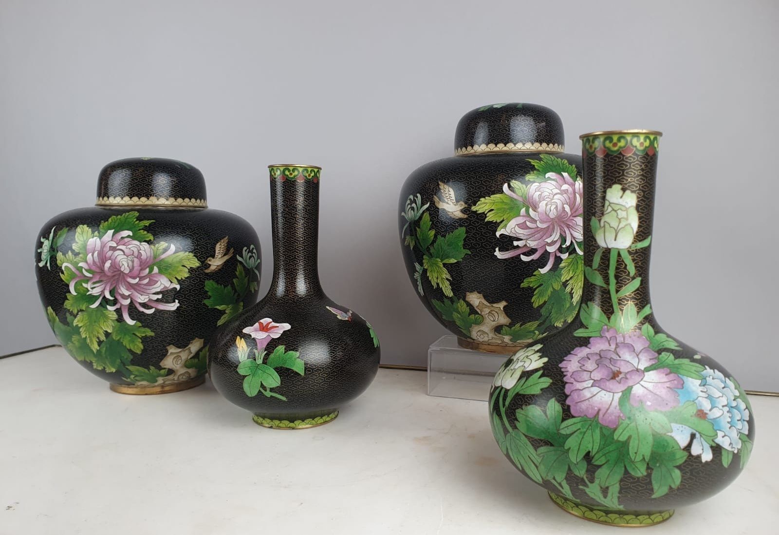 Set Of 4 Cloisonné Bronze Vases, China 20th Century photo furniture