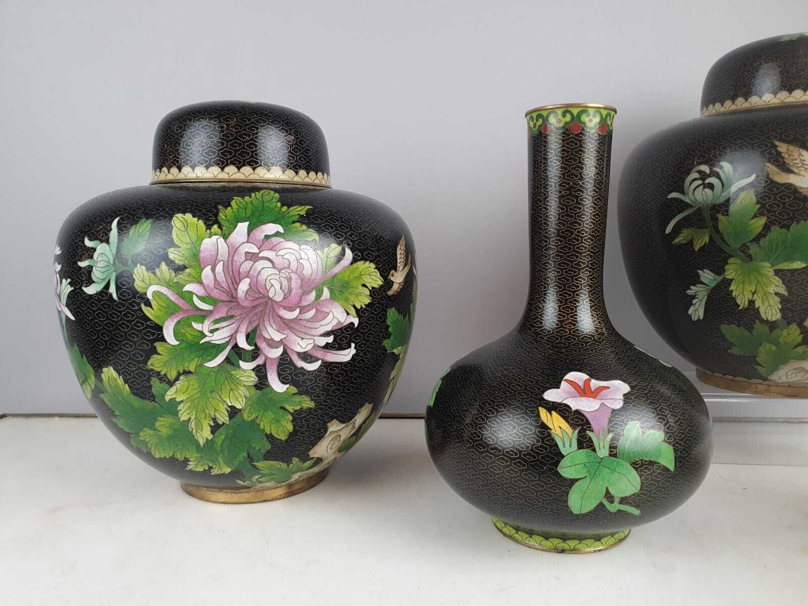 Set Of 4 Cloisonné Bronze Vases, China 20th Century photo for sale