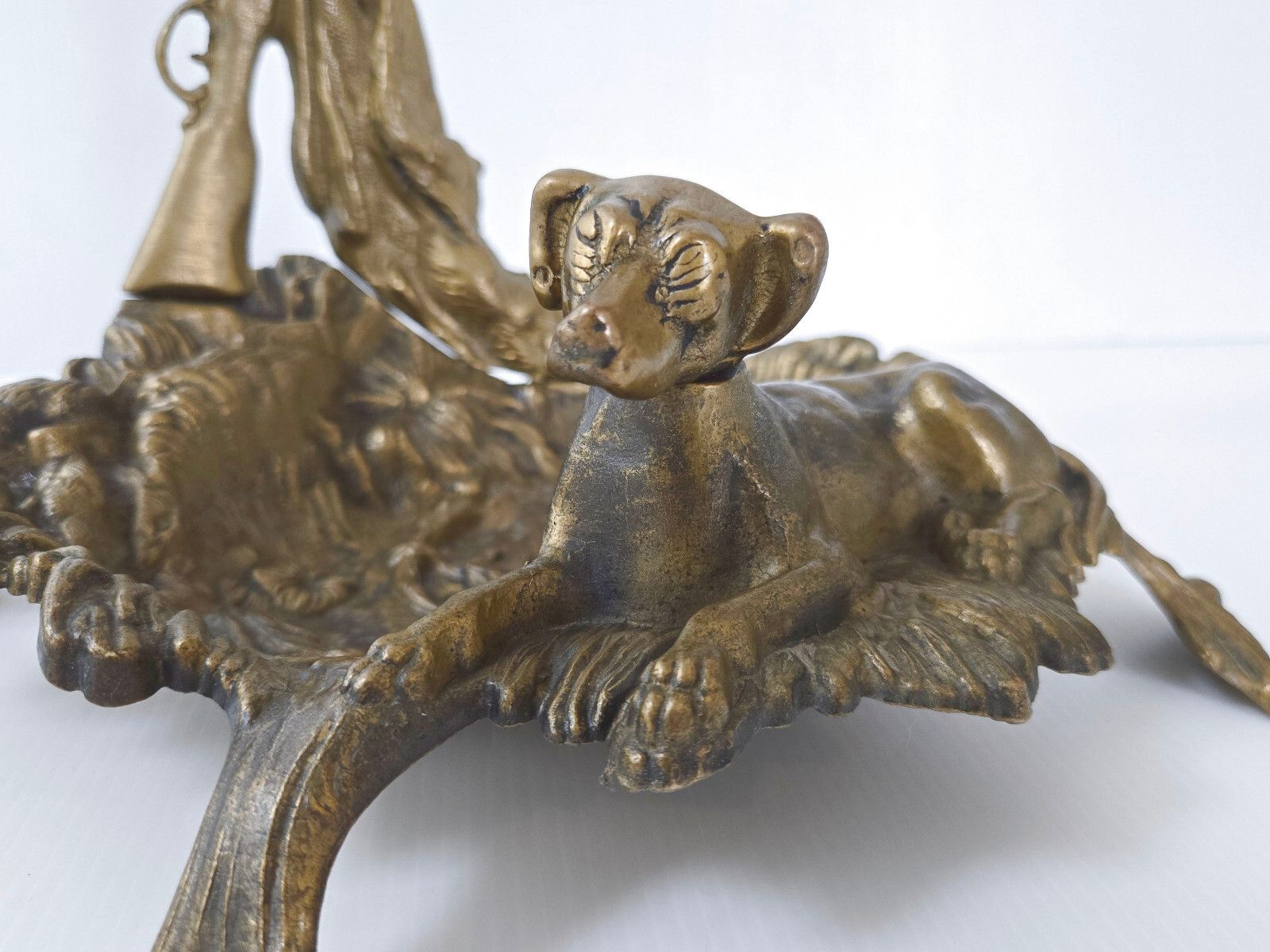 Vintage 1950s Gold Brass Hunting Scene Umbrella Stand 50s 1950s photo vinterior