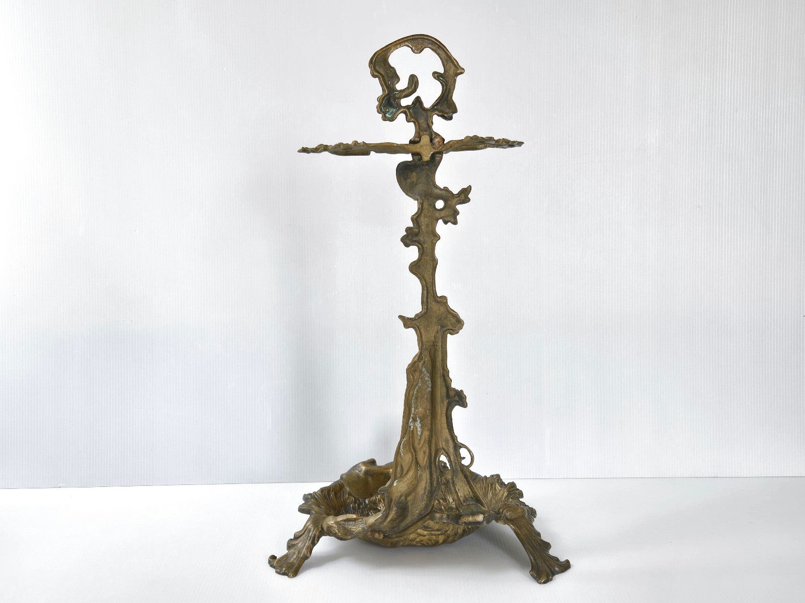photo for sale Vintage 1950s Gold Brass Hunting Scene Umbrella Stand 50s 1950s