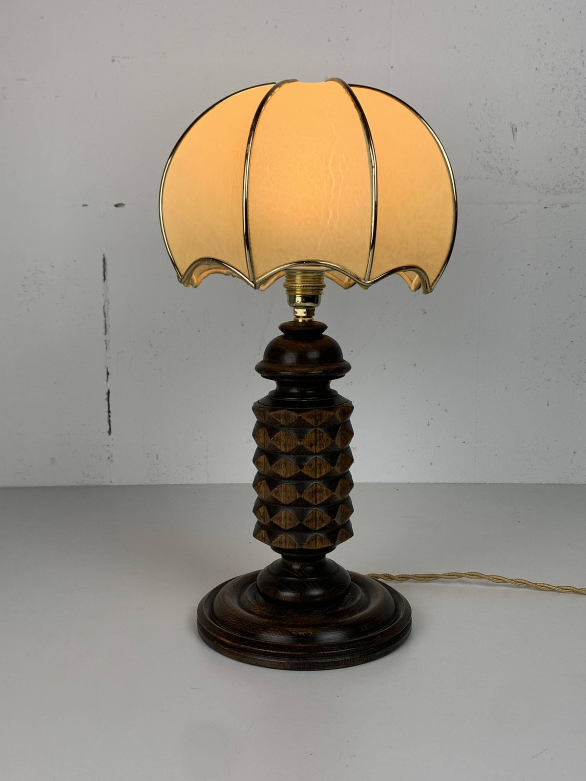 Wood Turned Mushroom Cocoon Table Lamp In The Style Of Charles Dudouyt photo Lighting