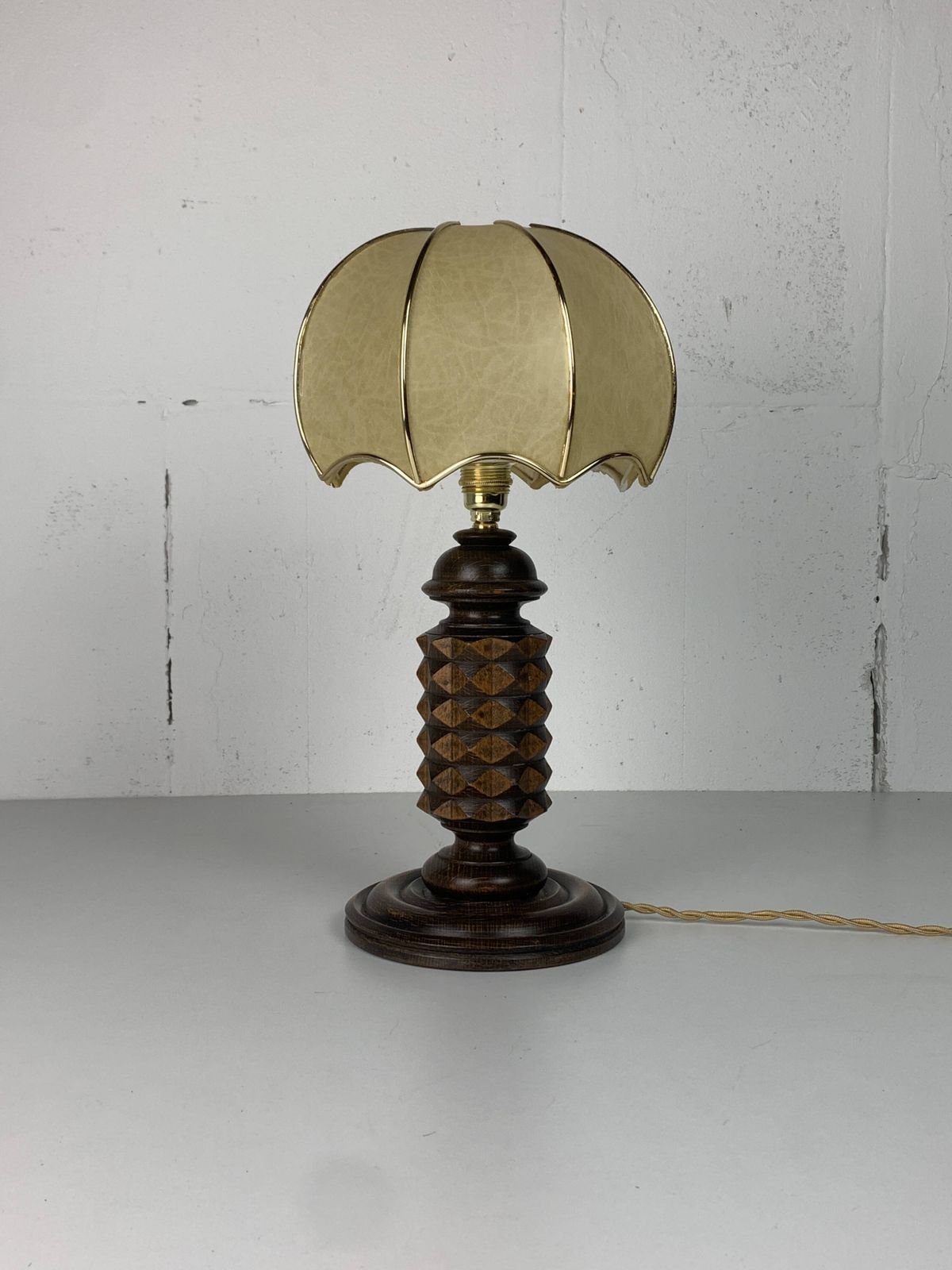 Lighting Wood Turned Mushroom Cocoon Table Lamp In The Style Of Charles Dudouyt photo
