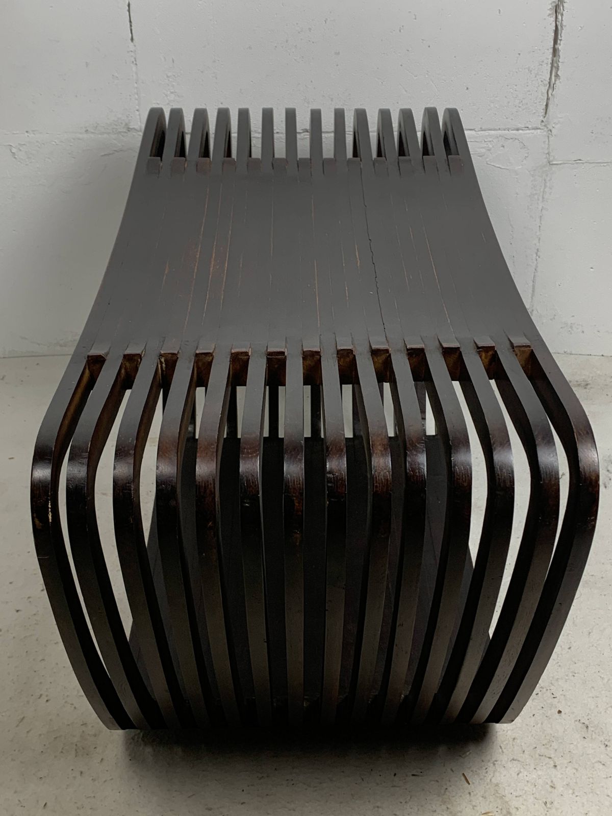 Post Modern Dutch Slatted Wooden Wavy Curvy Bench Or Coffee Table, 1970s photo buy