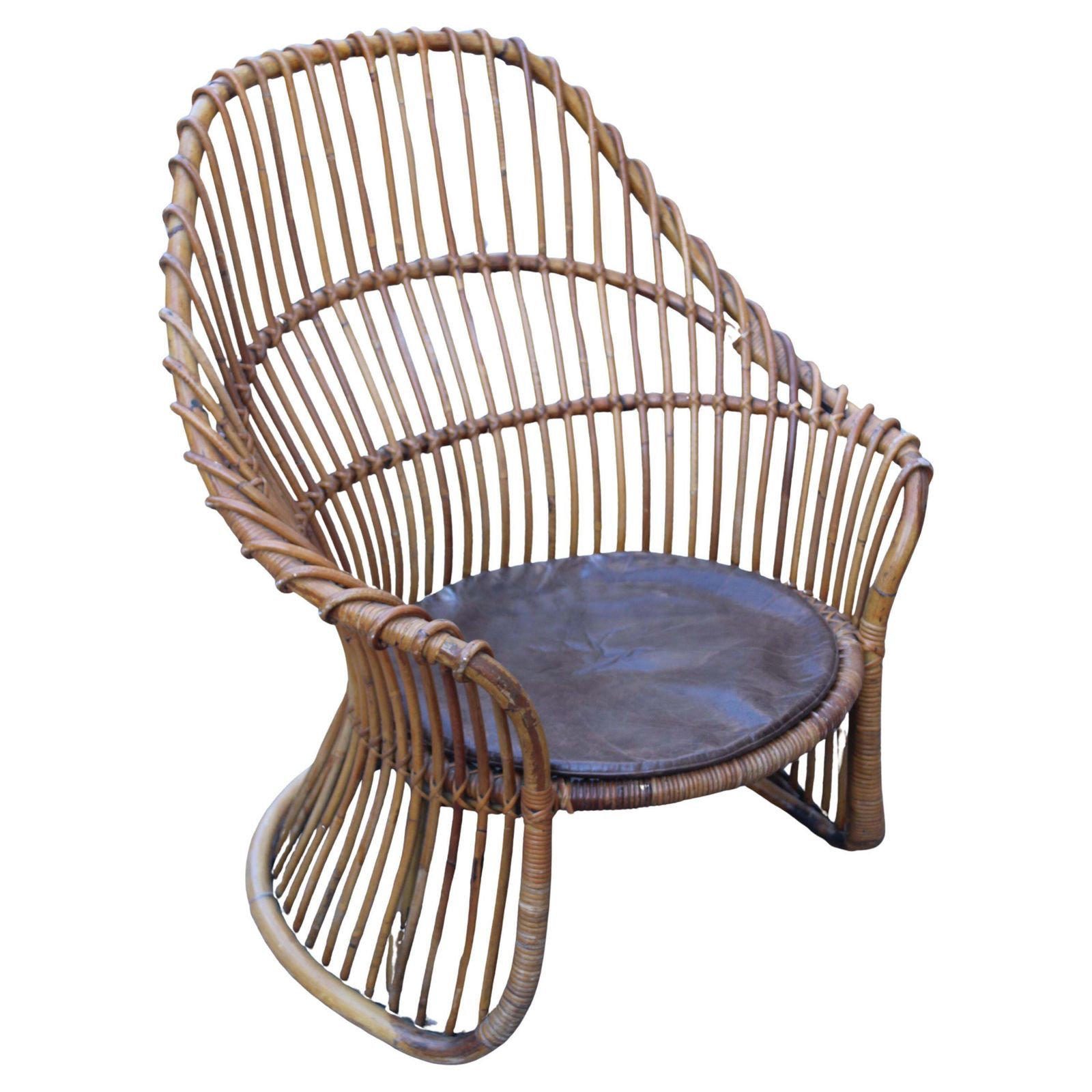 Curved Bamboo Armchair Frigerio 1950 Italian Design