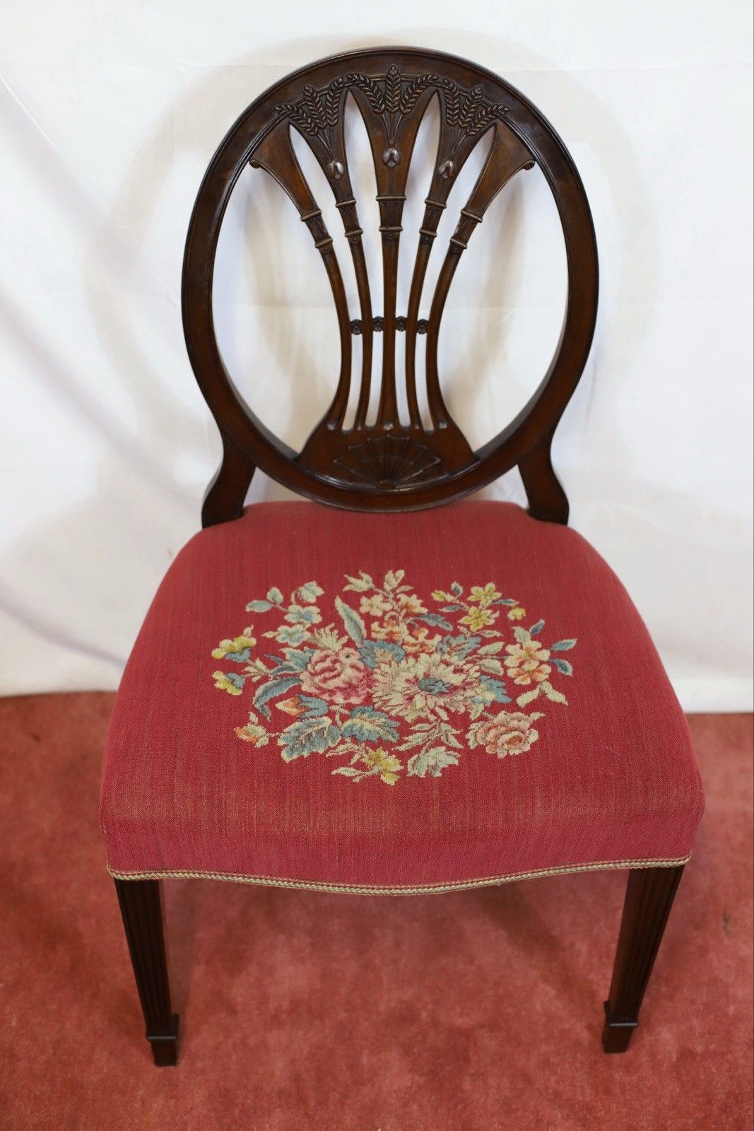 Lovely Set Of Eight Victorian Carved Mahogany Hepplewhite Style Dining Chairs photo buy