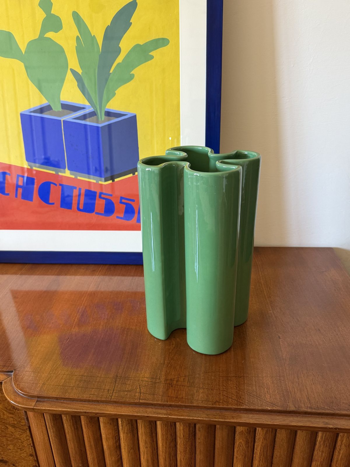 Franco Bettonica, Space Age Rare Green Ceramic Vase, Gabbianelli Italy Ca. 1970 photo furniture