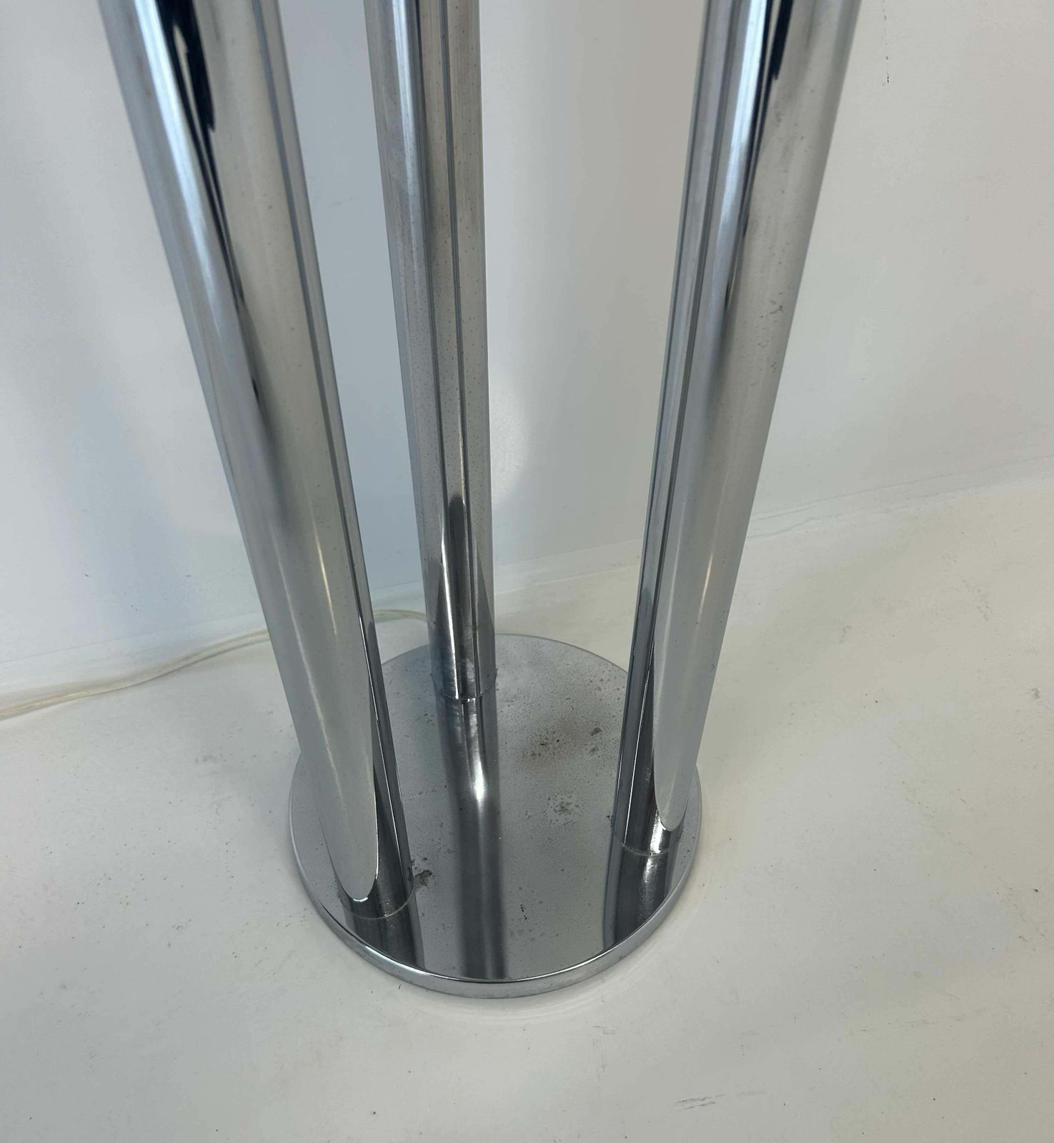 Italian Chrome And Murano Glass Floor Lamp Attr. Mazzega, 1970s photo vintage