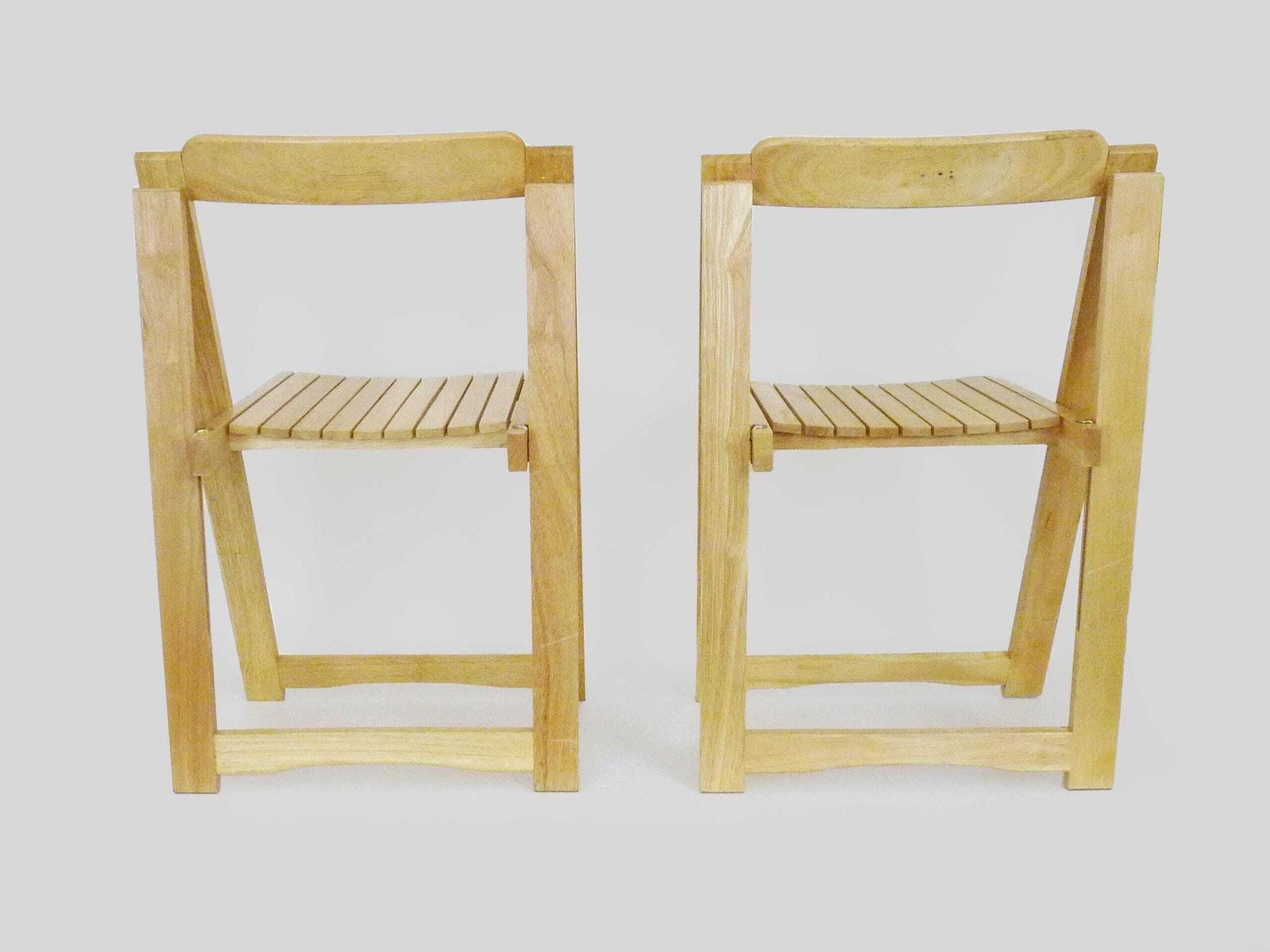 photo for sale Set Of 4 Vintage Aldo Jacober Style Folding Chairs In Light Wood