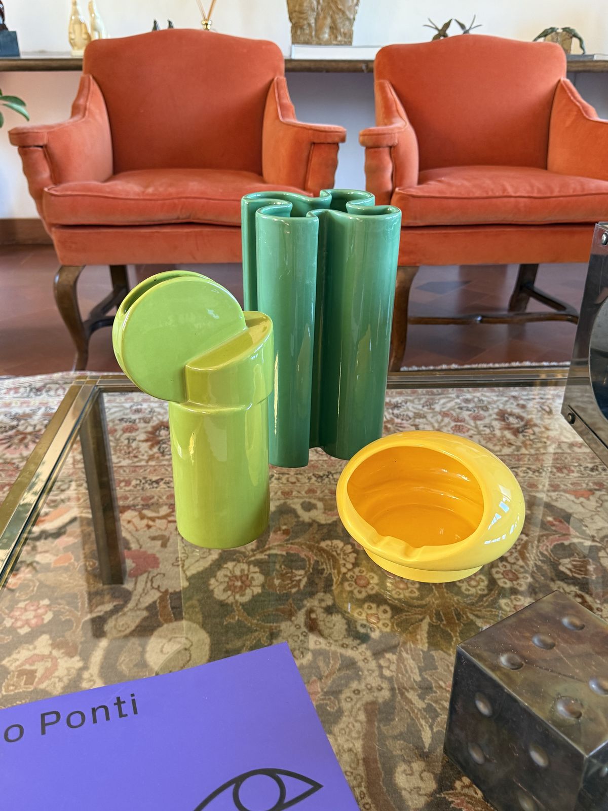 photo for sale Space Age Green Ceramic Vase, Pietro Arosio, Parravicini Italy Ca. 1960