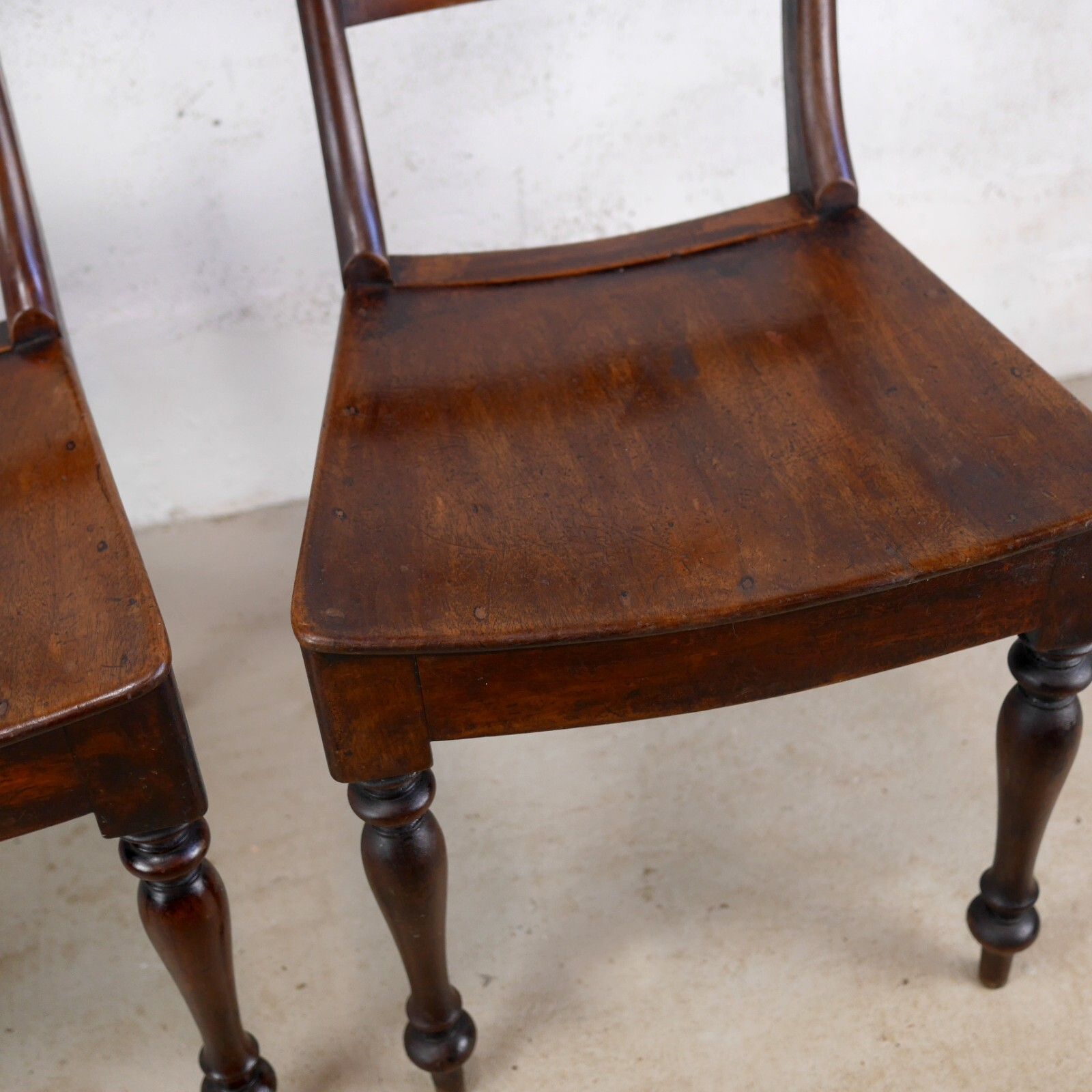 Pair Antique Regency Country House Hall Chairs Fruitwood #102883 photo for sale