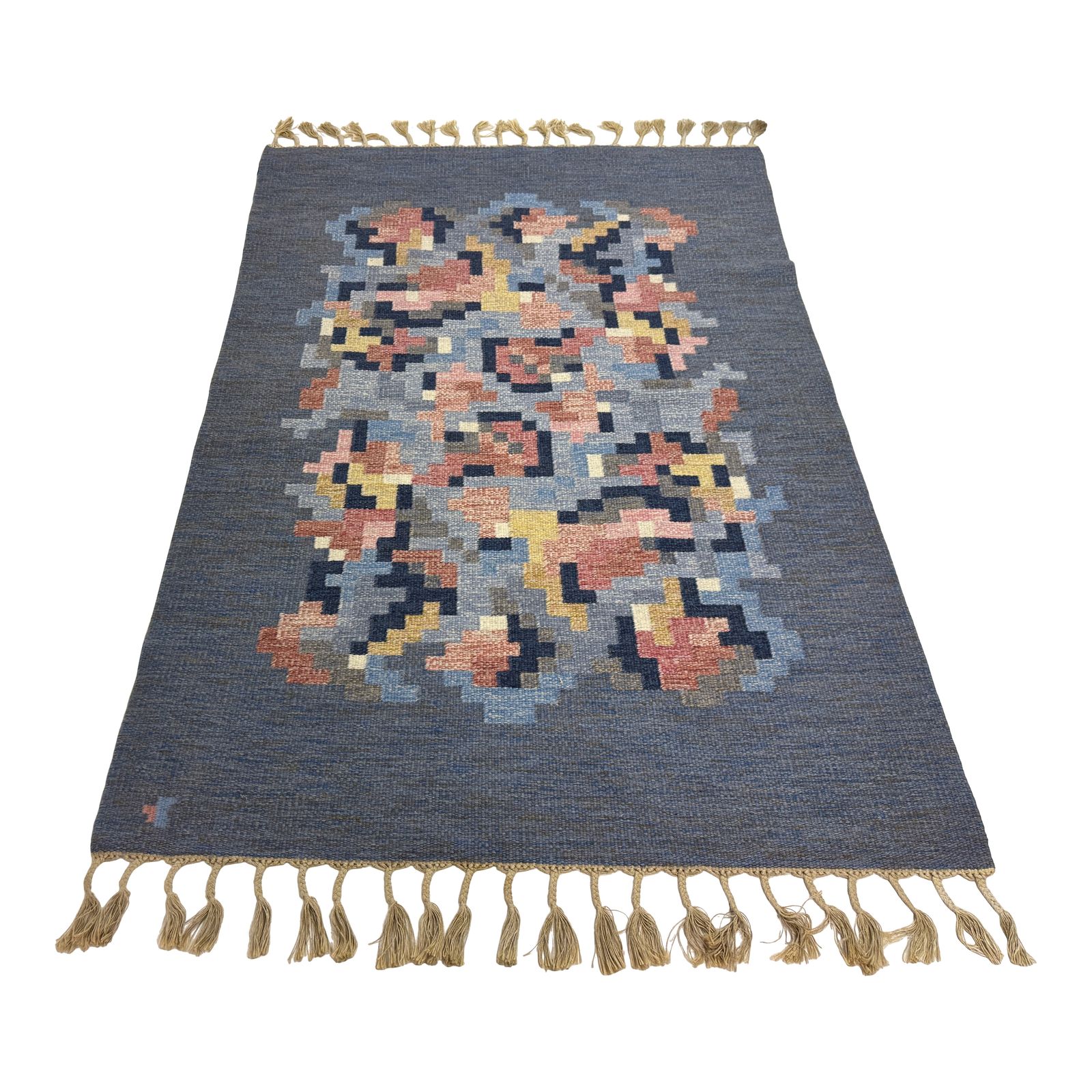 Handwoven Wool Flatweave Rölakan Korall Rug By Erik Lundberg, Sweden, 1960s