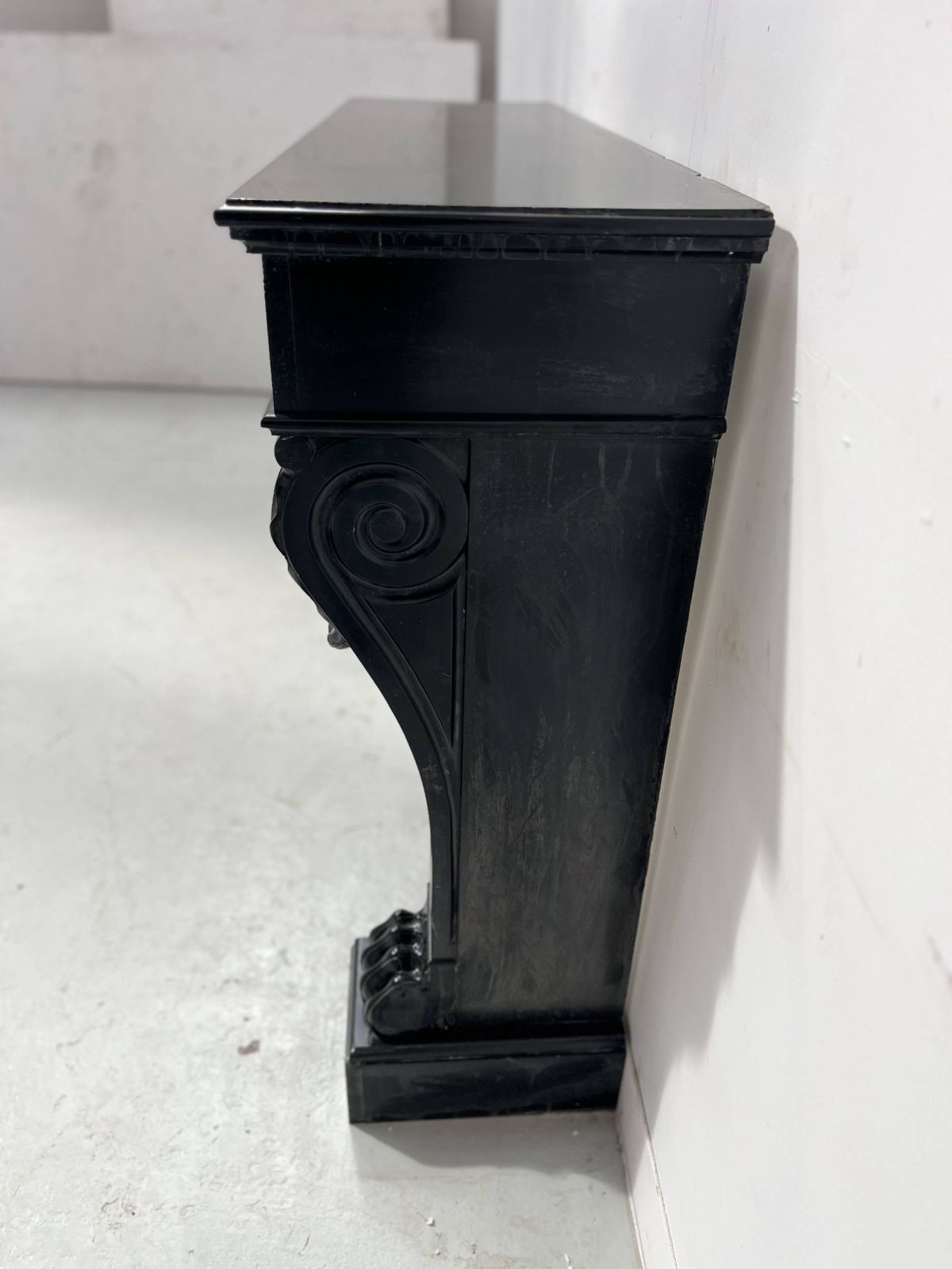 3729.38 Napoleon III Fireplace With Claw Feet In Black Marble, 19th Century photo