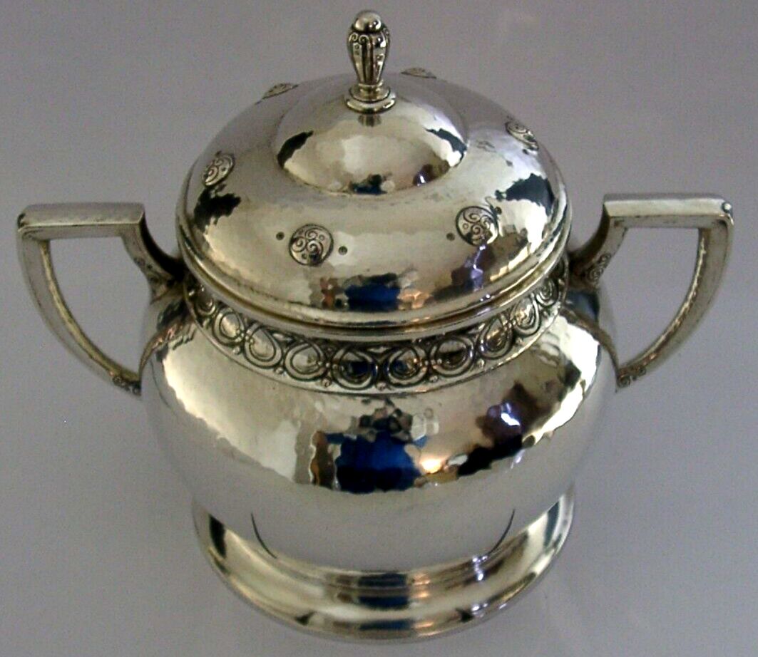 Rare 422g Swiss Jezler Solid Silver Lidded Bowl Urn C1920 Antique Arts & Craft photo 825.0