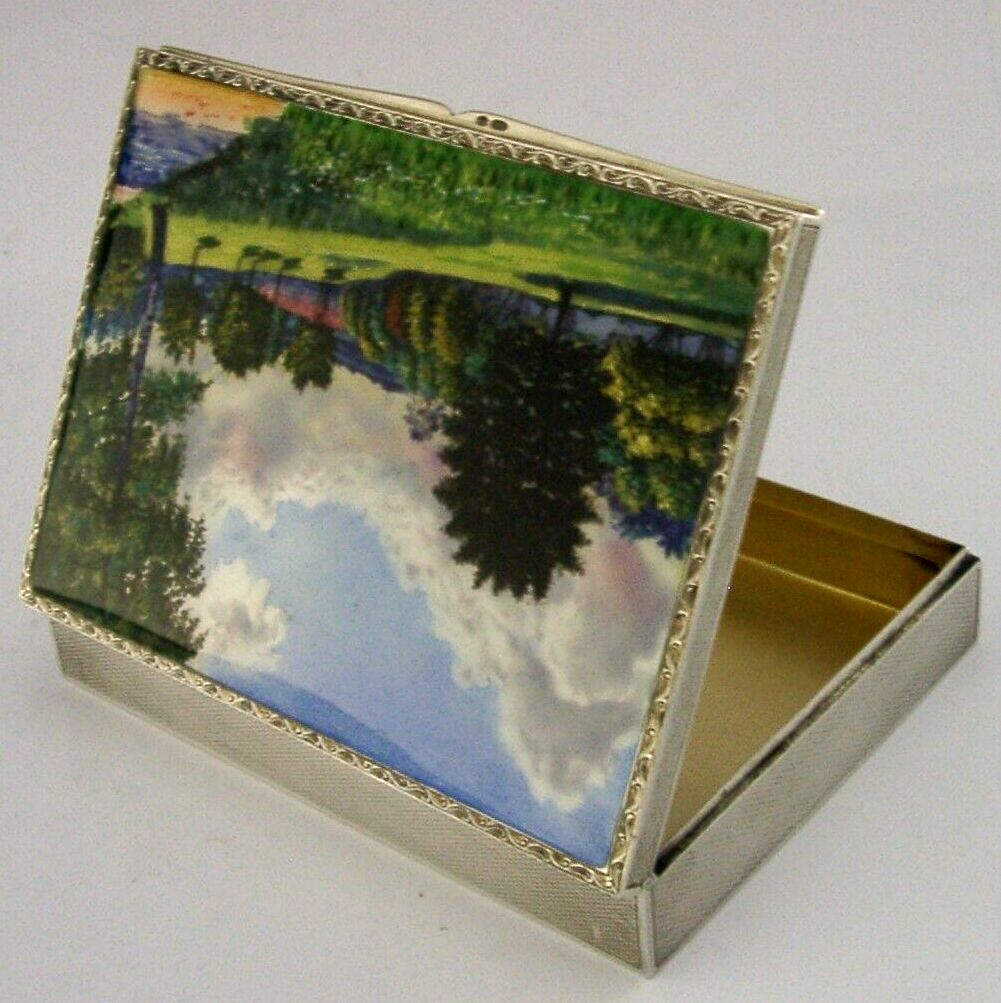 Rare 182g Stunning Sterling Silver Enamel Table Jewellery Box 1927 Antique photo furniture